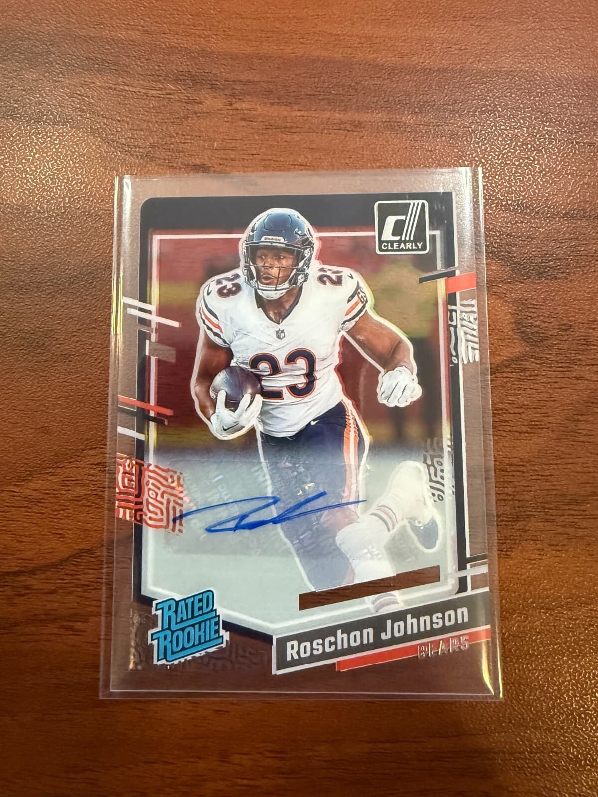 2023 Panini Clearly Donruss Football Roschon Johnson Rated Rookie AUTO Bears