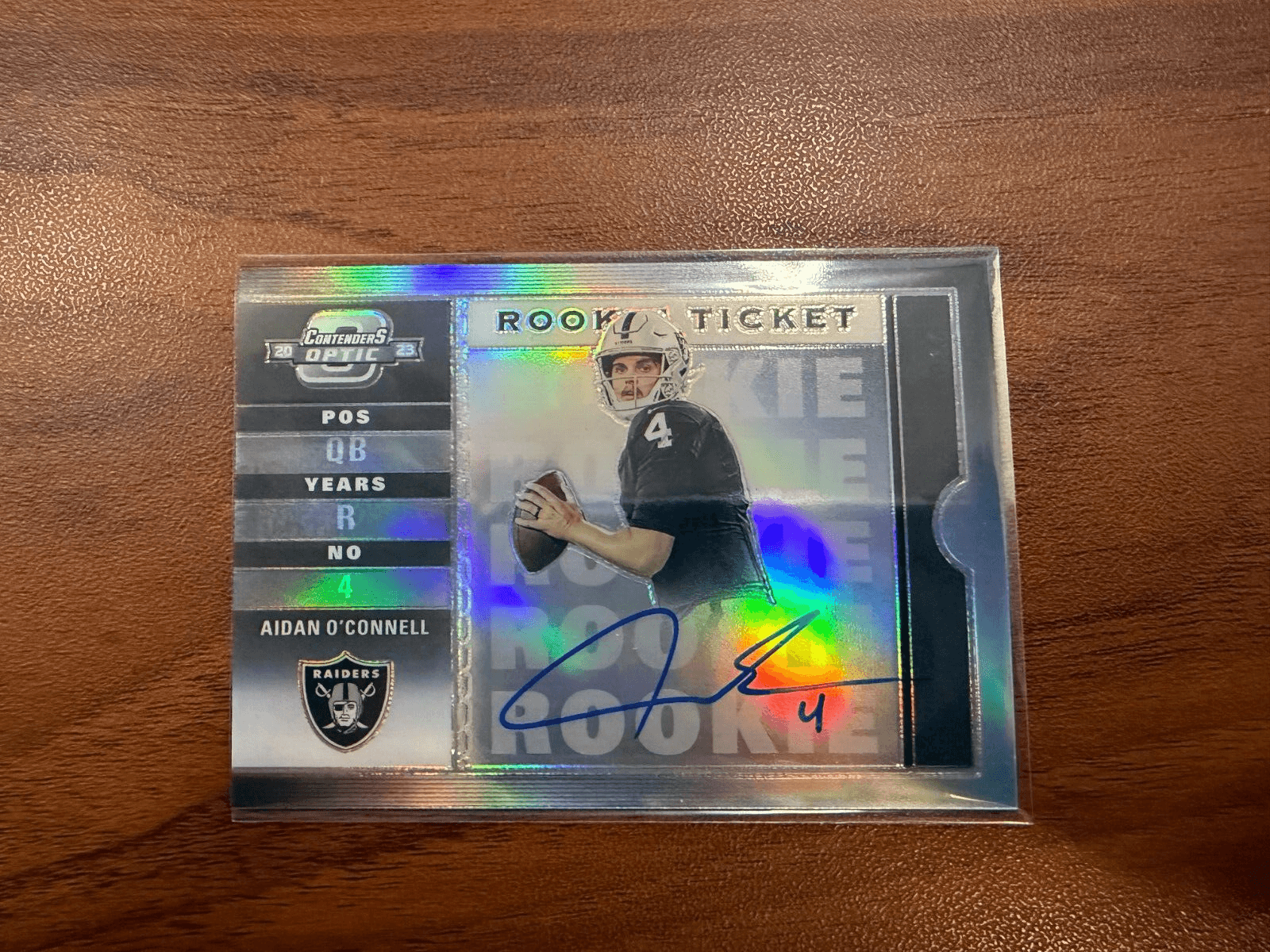 2023 Contenders Optic Aidan O'Connell 2003 Throwback Rookie Ticket Auto /25 Rare