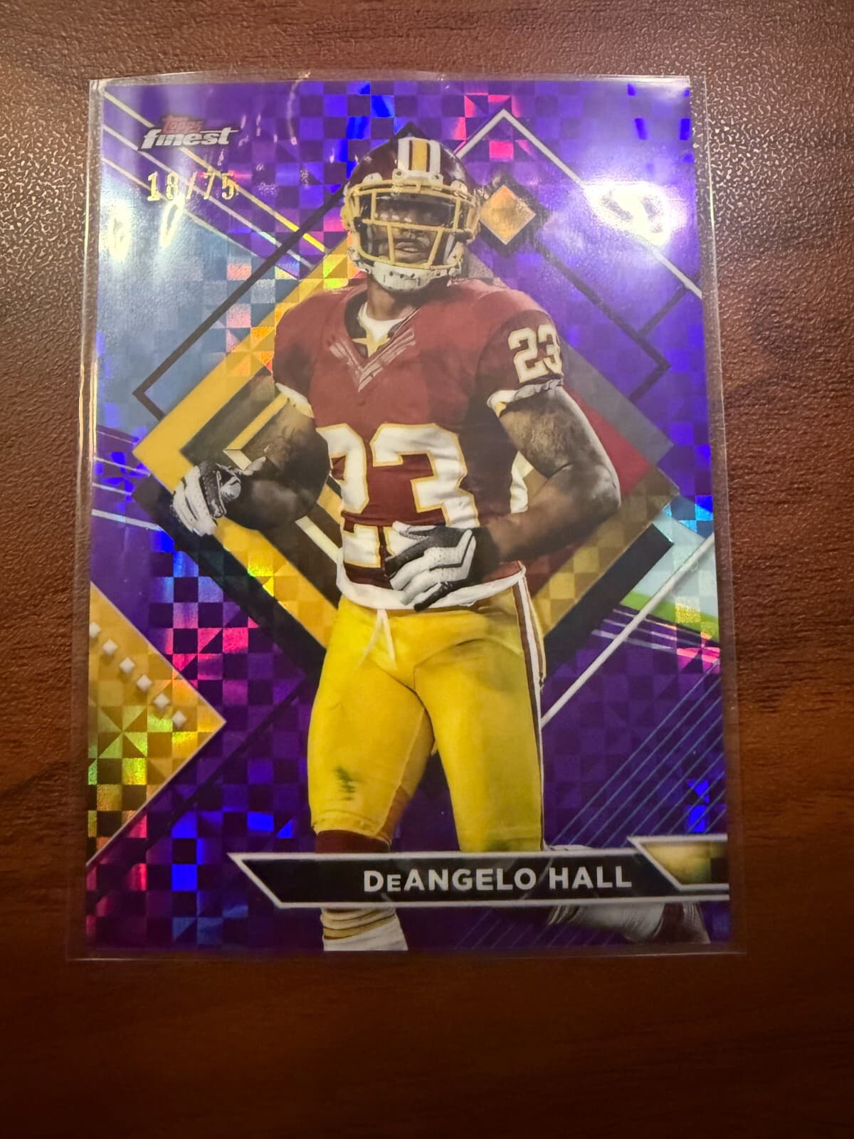 2023 Topps Finest DeAngelo Hall Purple Checkboard Refractor #248 /75 Washington
