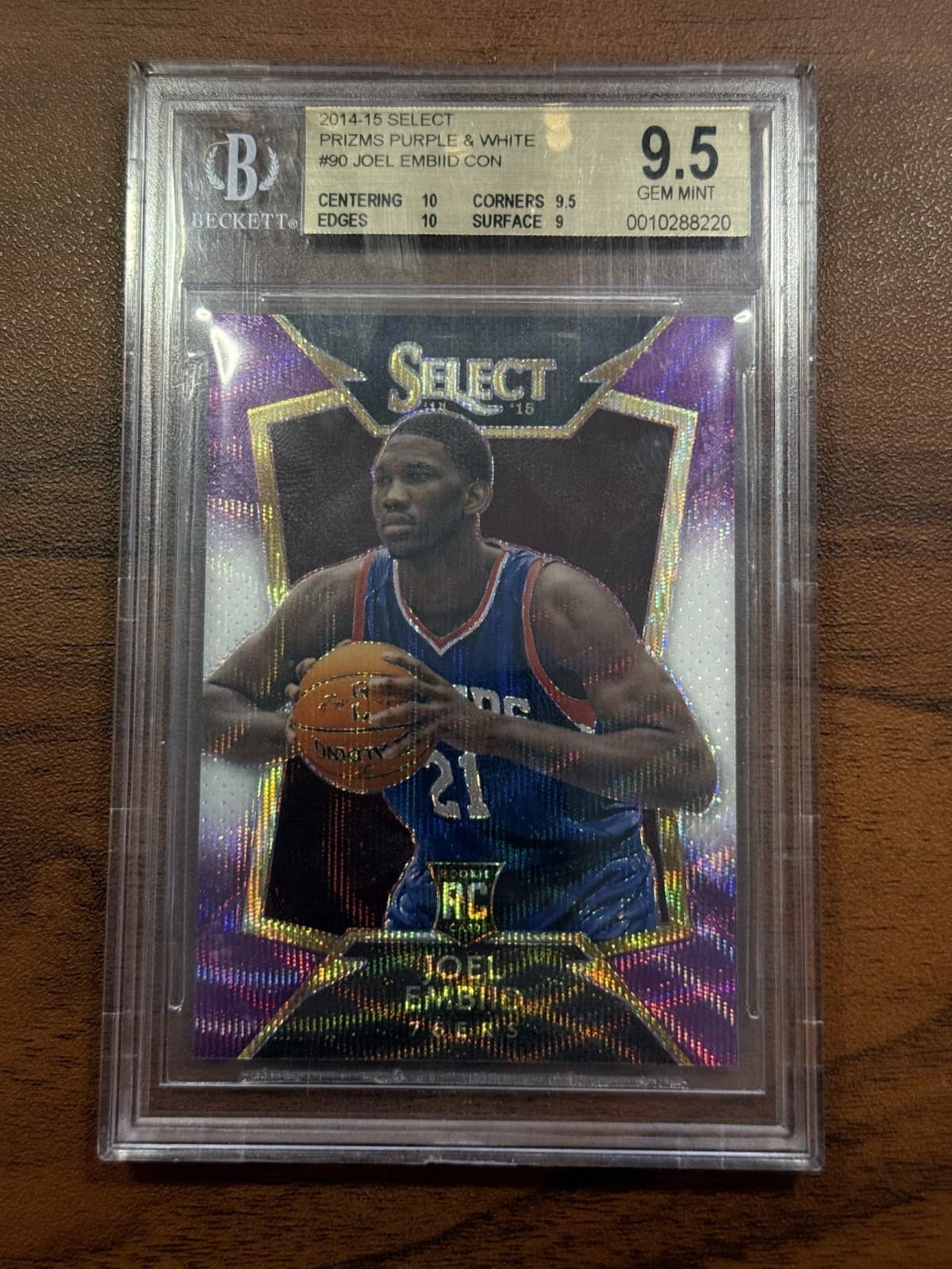 2014 Panini Select JOEL EMBIID Purple/White Prizm Rookie #90 Sixers BGS 9.5