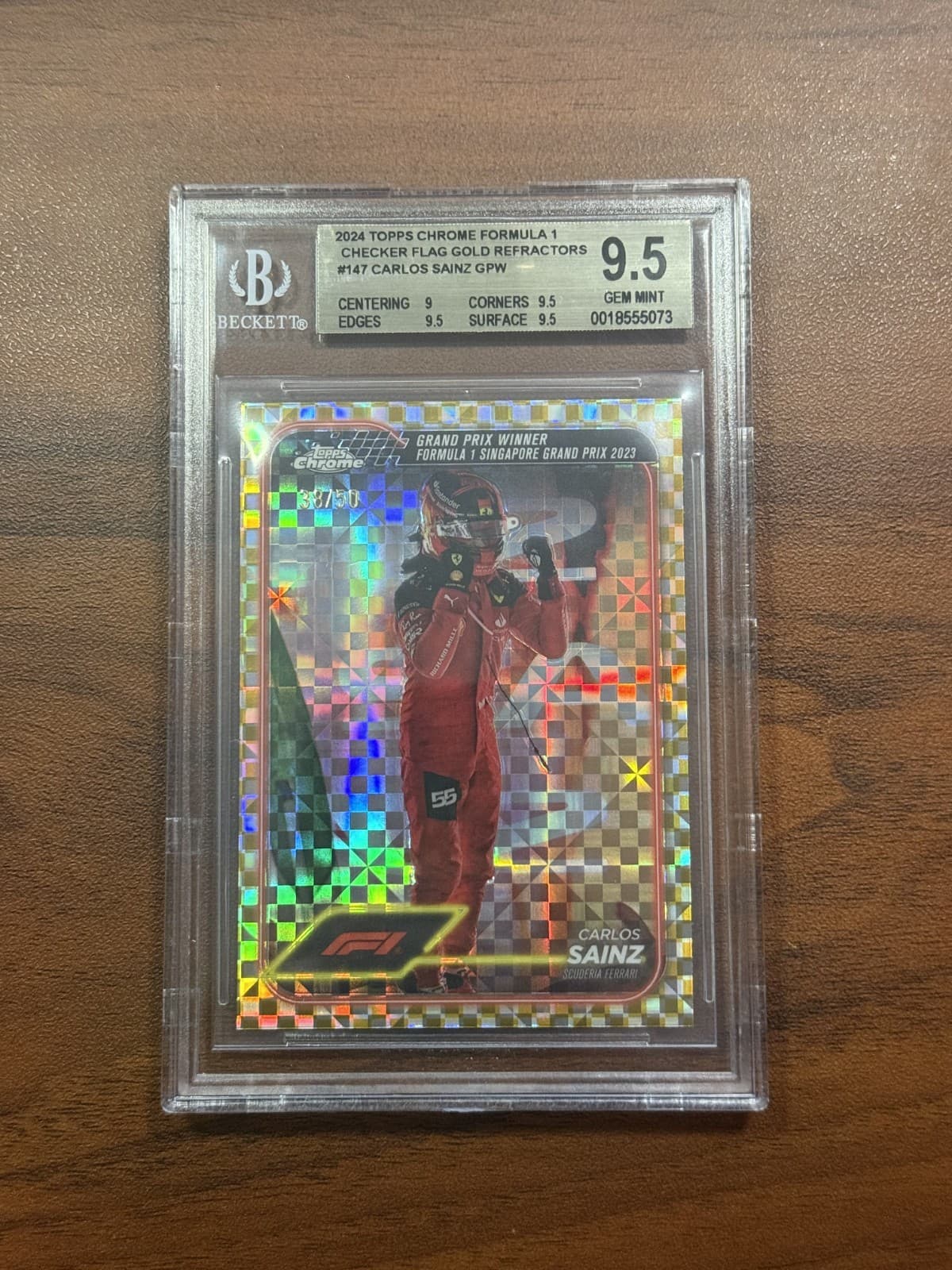 2024 Topps Formula 1 F1 Chrome Carlos Sainz Checker /50 BGS 9.5