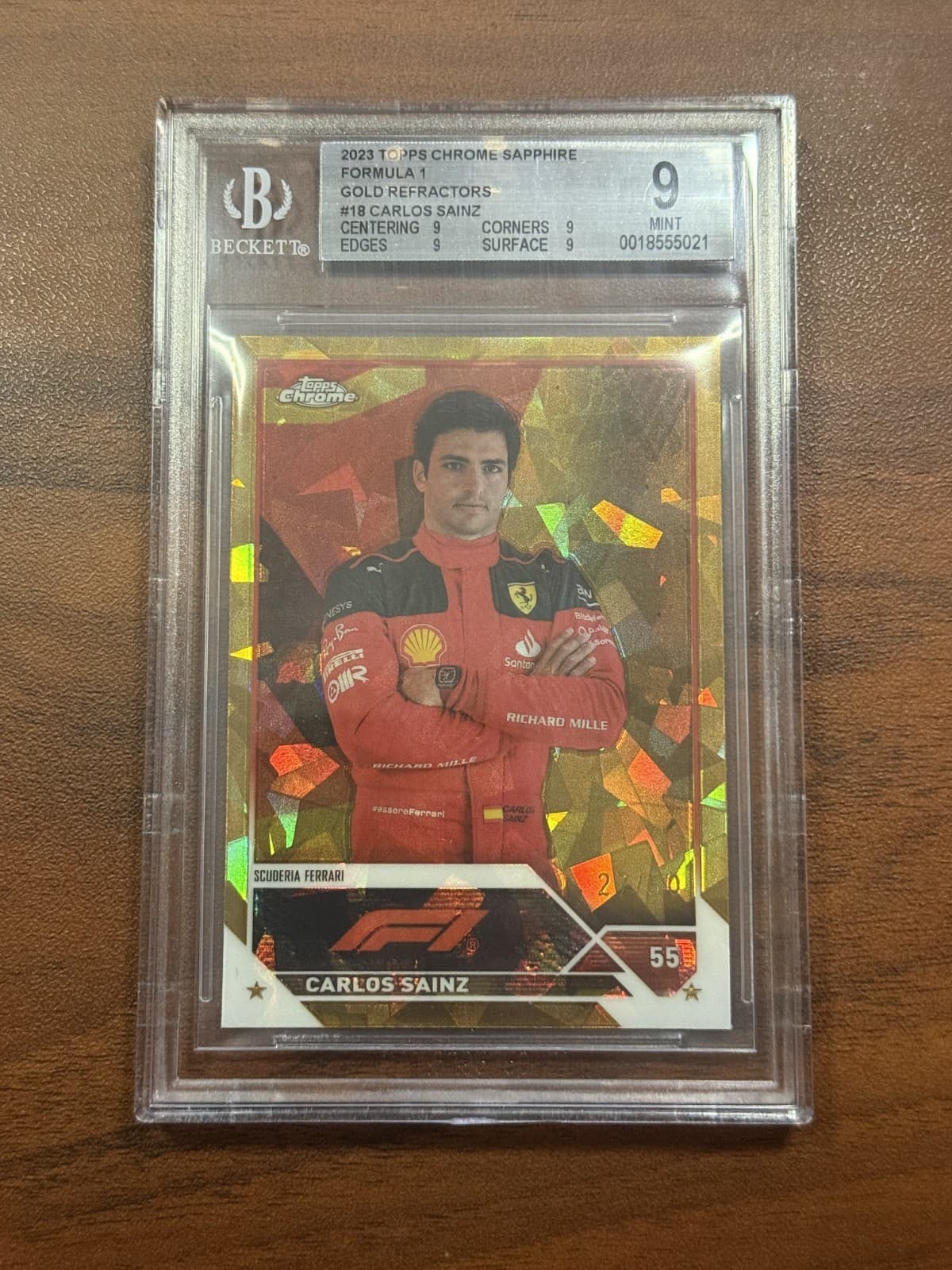 2023 Topps Formula 1 F1 Chrome Sapphire Carlos Sainz /50 BGS 9