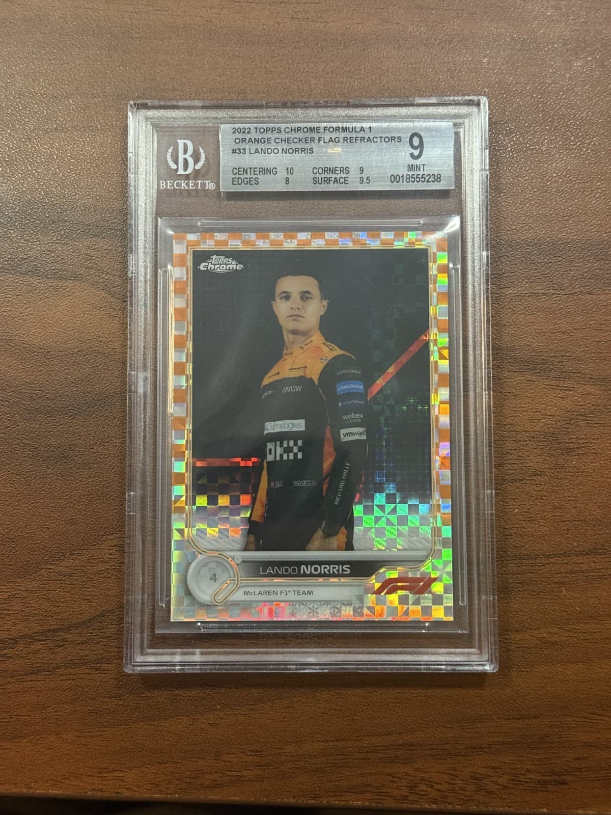 2022 Topps Chrome Formula 1 F1 Lando Norris #33 Portrait Checker /25 BGS 9