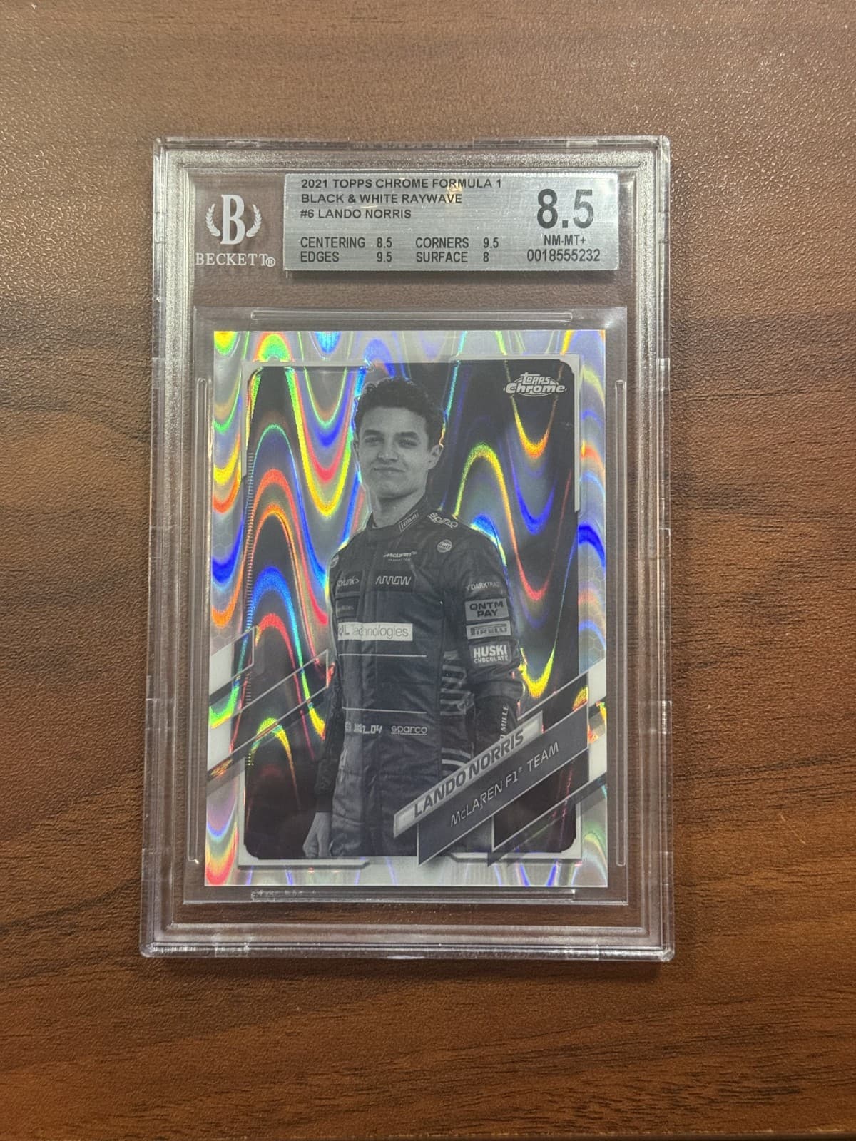 2021 Topps Chrome Formula 1 F1 Lando Norris Portrait Ray Wave BGS 8.5