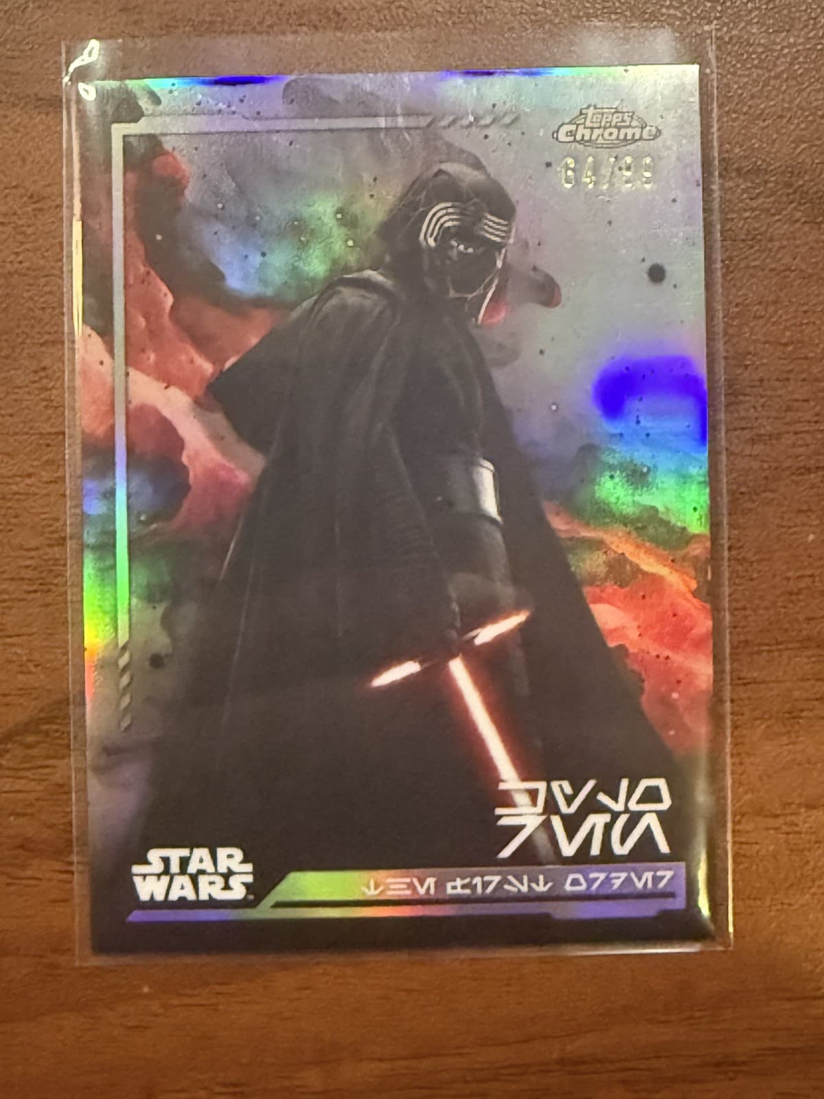 2024 Topps Chrome Star Wars Kylo Ren /99 Aurebesh Refractor AV-115