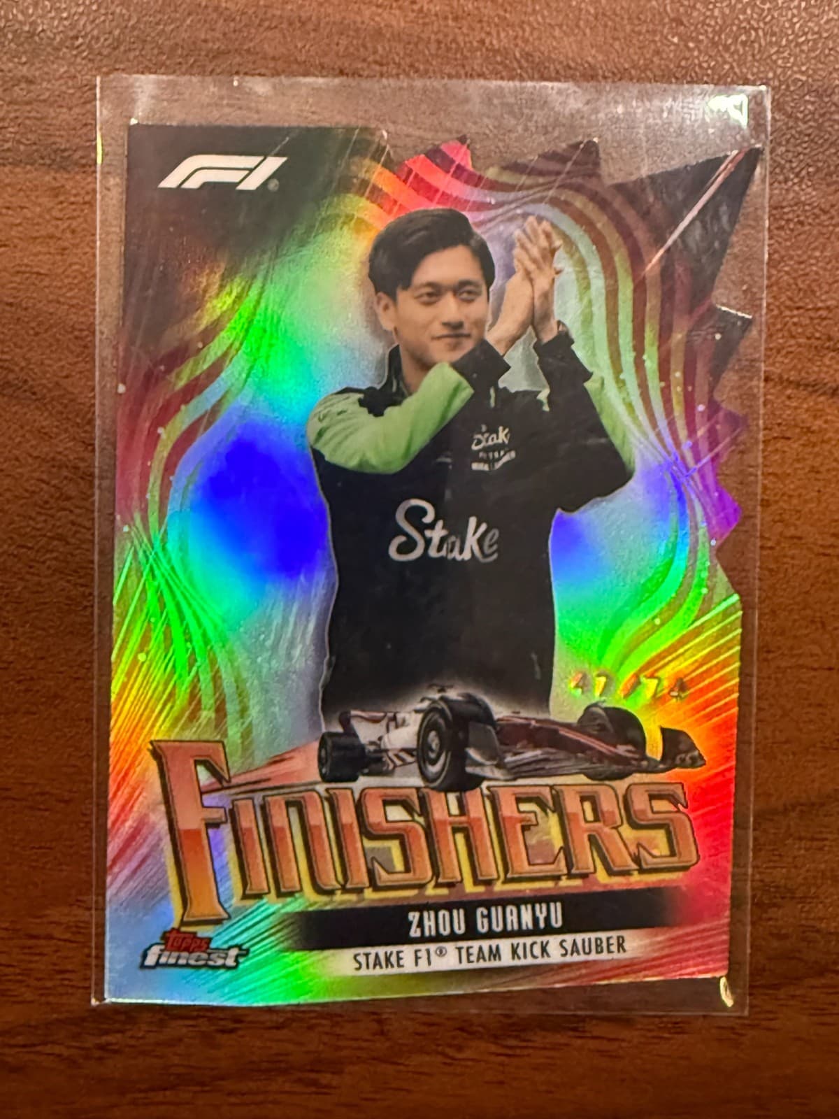 2024 Topps Chrome Formula 1 F1 Zhou Guanyu Finishers /74 Die Cut
