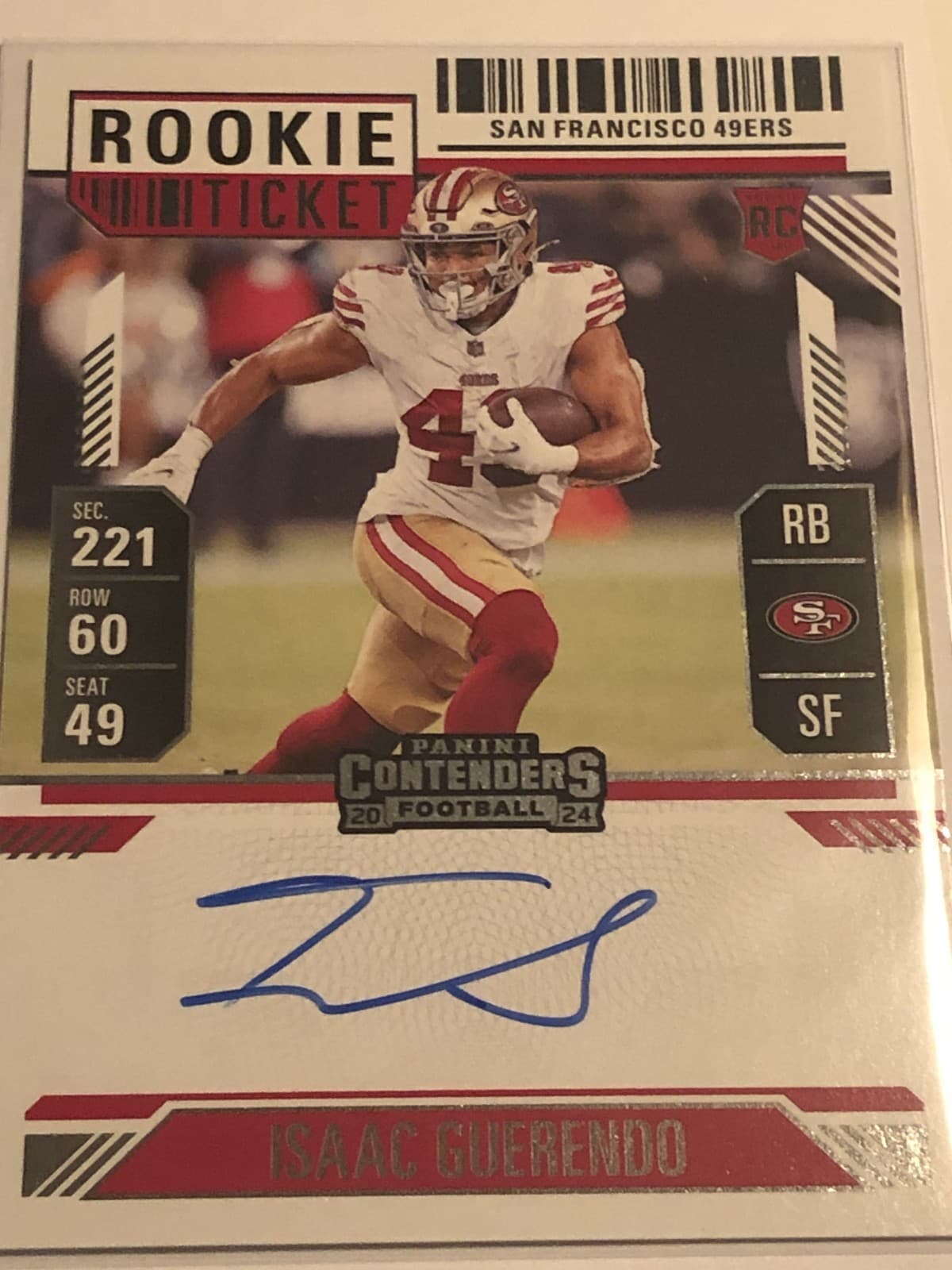 2024 Panini Contenders Isaac Guerendo Rookie Ticket Auto #138