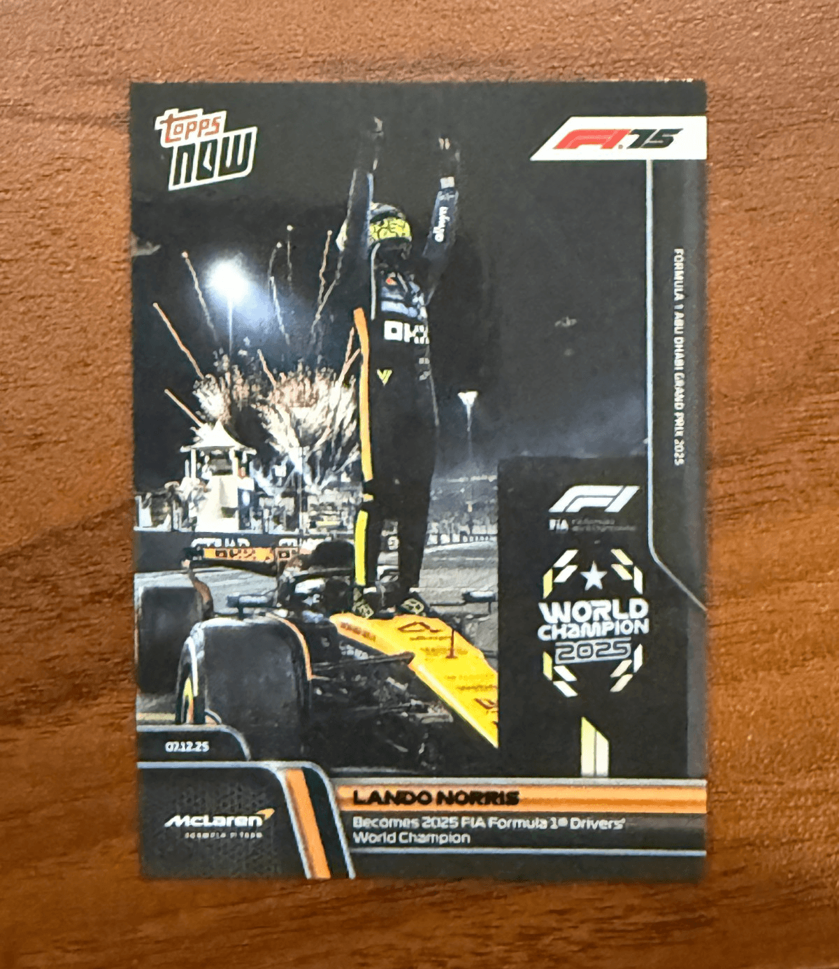 2025 Topps Now Formula 1 86 Lando Norris Becomes F1 World Champion FREE SHIPPING