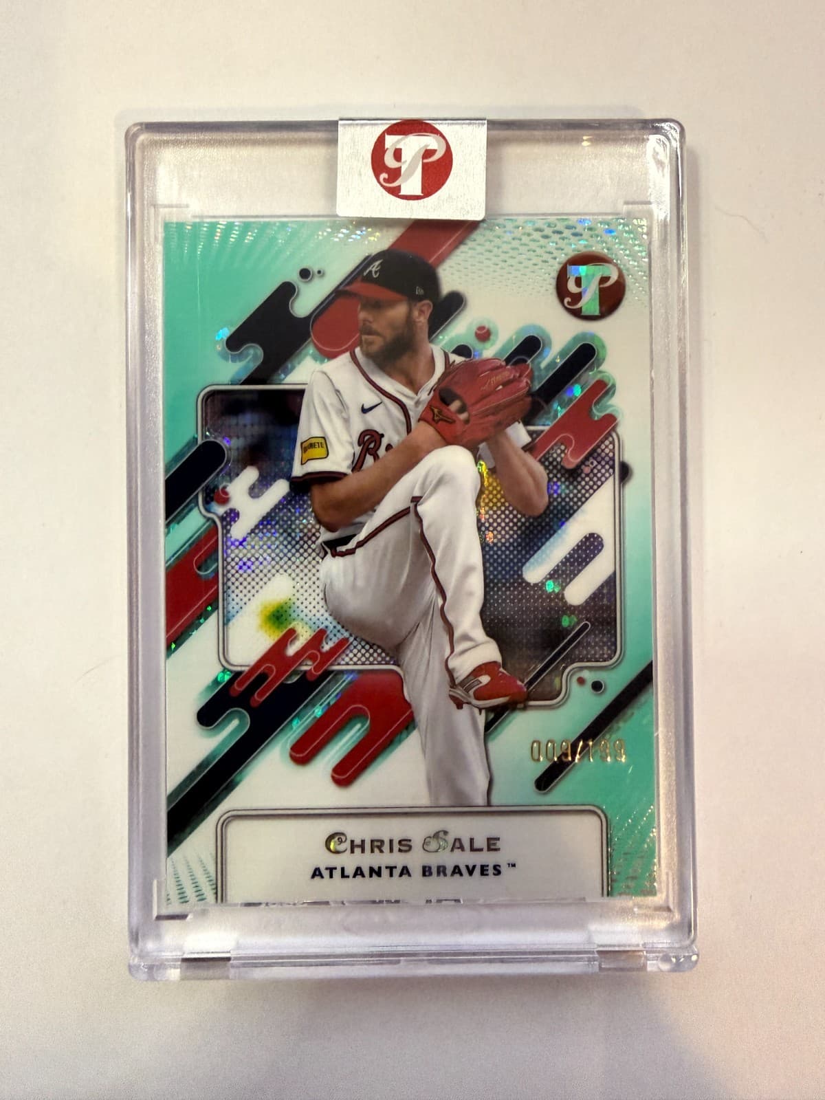 2025 Topps Pristine CHRIS SALE Aqua Refractor Encased /199 Atlanta Braves #53