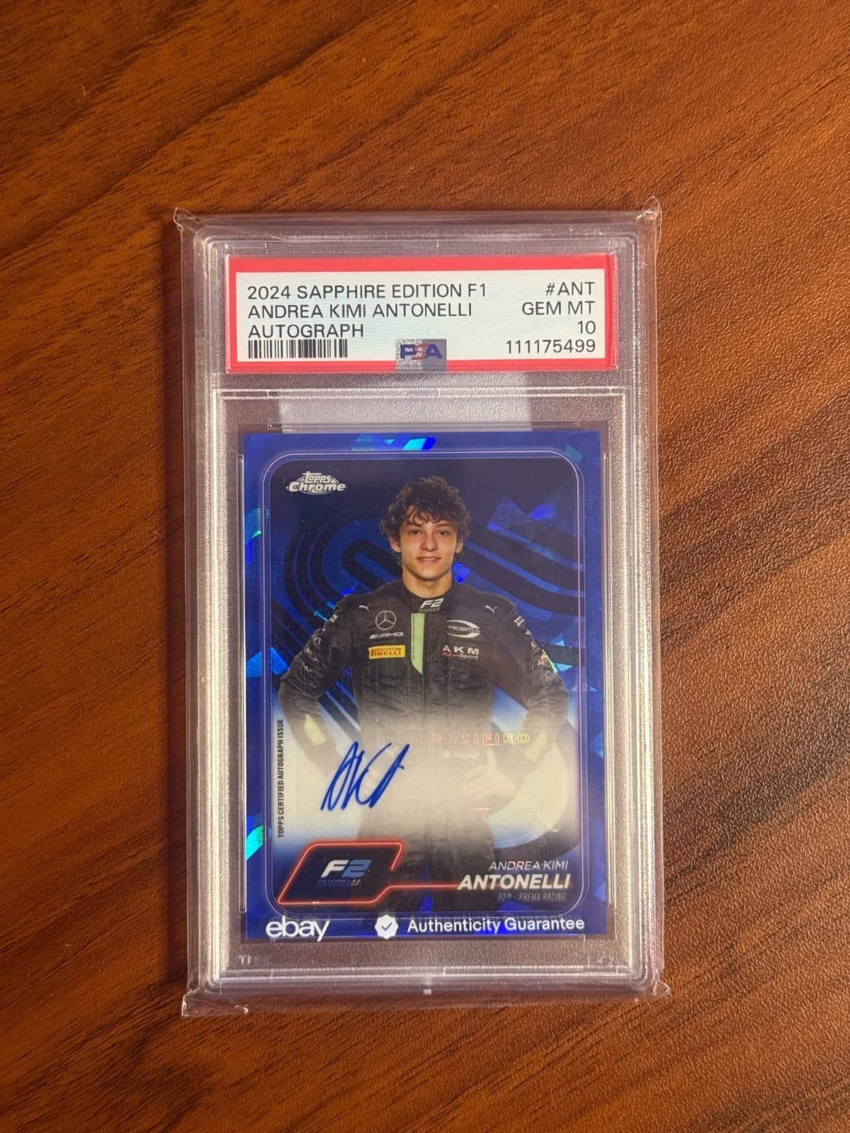 2024 Topps Chrome Sapphire Kimi Antonelli Auto PSA 10