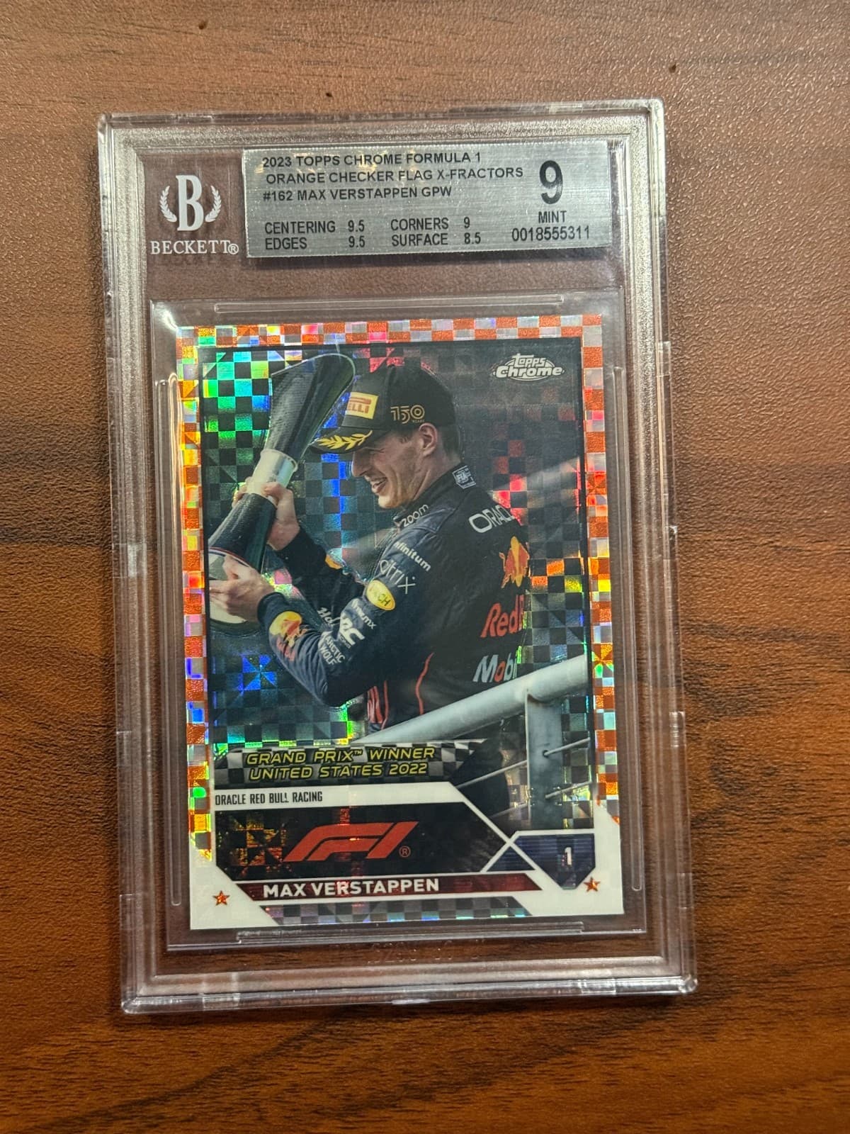 2023 Topps Chrome F1 MAX VERSTAPPEN Checker /25 #162 BGS 9