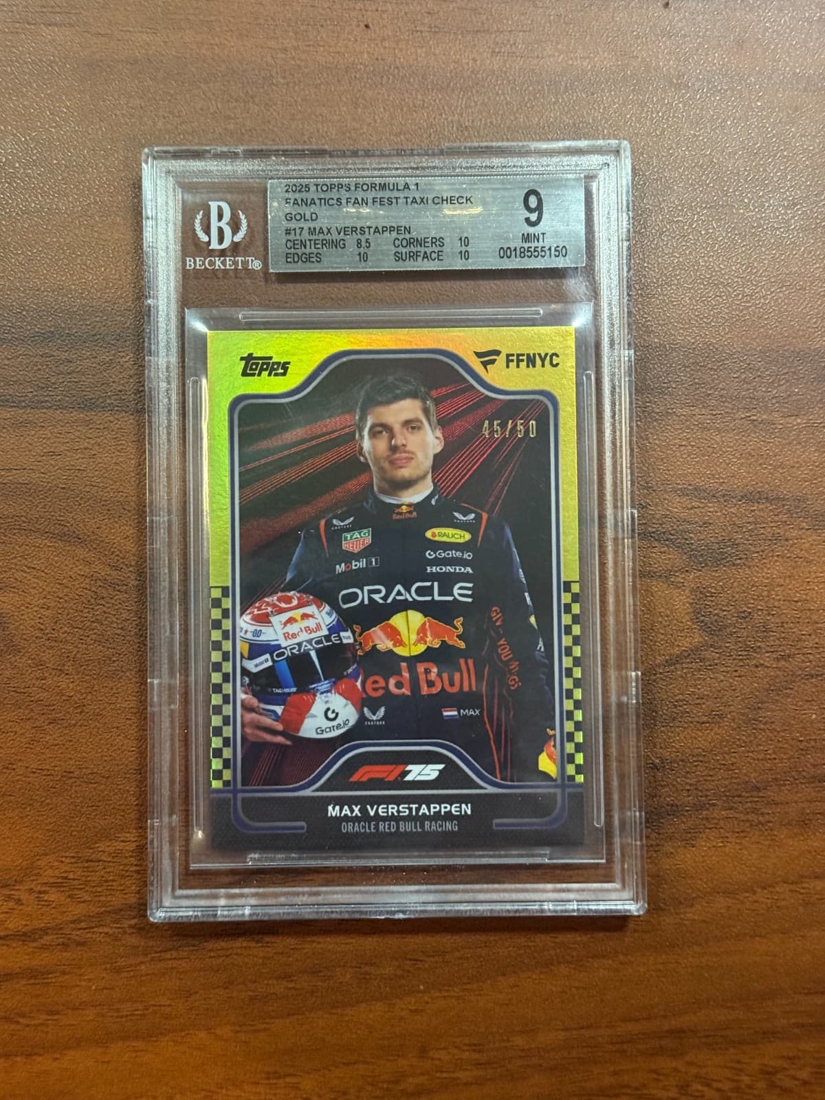 2025 Topps Fanatics FFNYC F1 MAX VERSTAPPEN /50 BGS 9