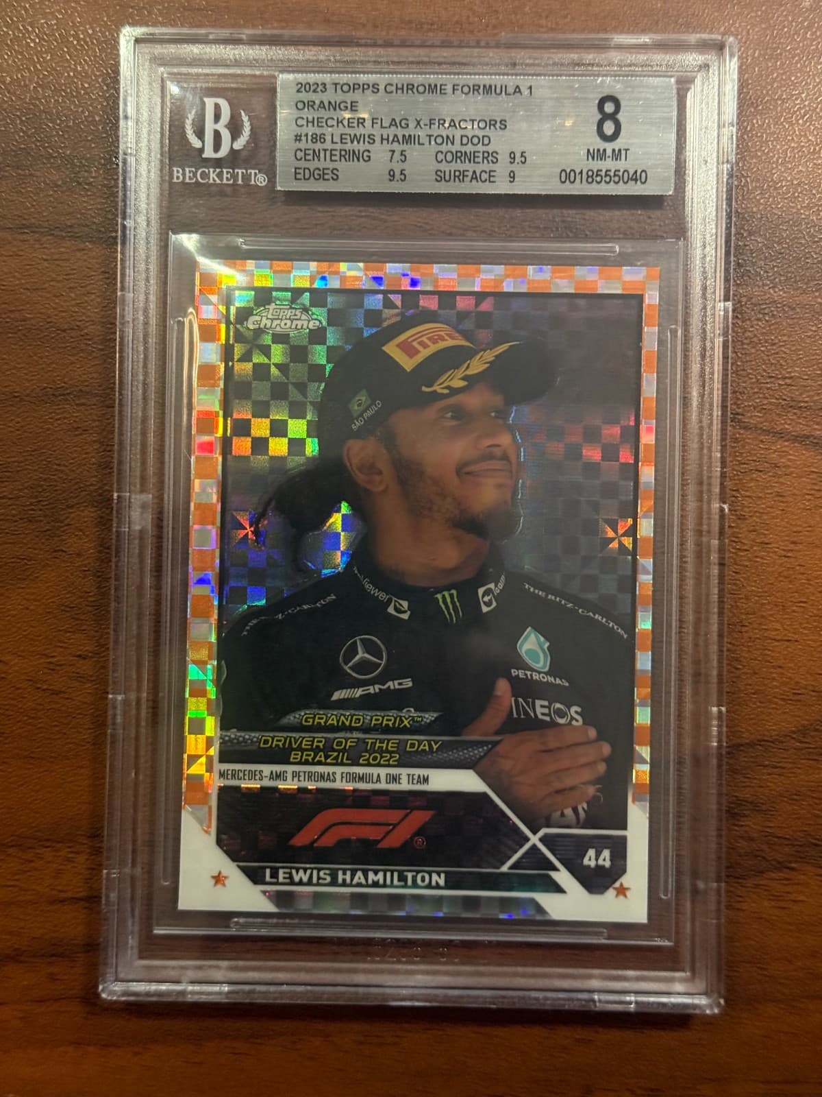 2023 Topps Chrome Formula 1 F1 Lewis Hamilton #186 /25 BGS 8