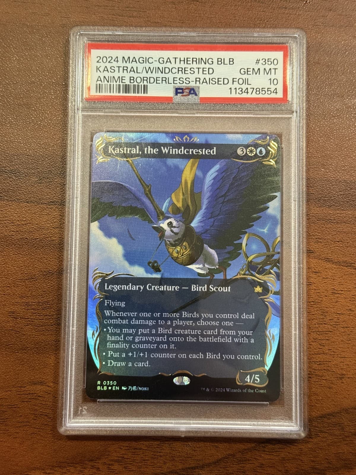 MTG Bloomburrow Kastral, the Windcrested Raised Foil #350 PSA 10