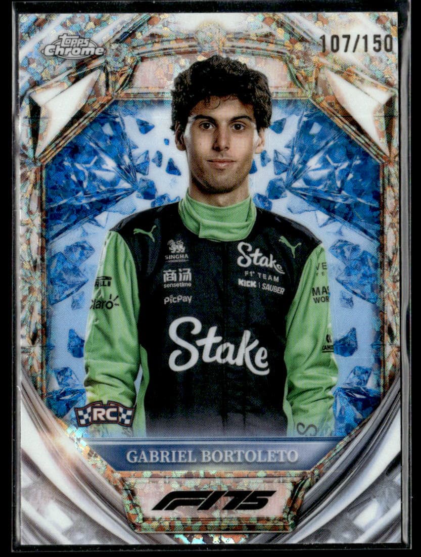 2025 Topps Chrome F1 Gabriel Bortoleto Diamond 75th Anniversary RC #D75-20 /150
