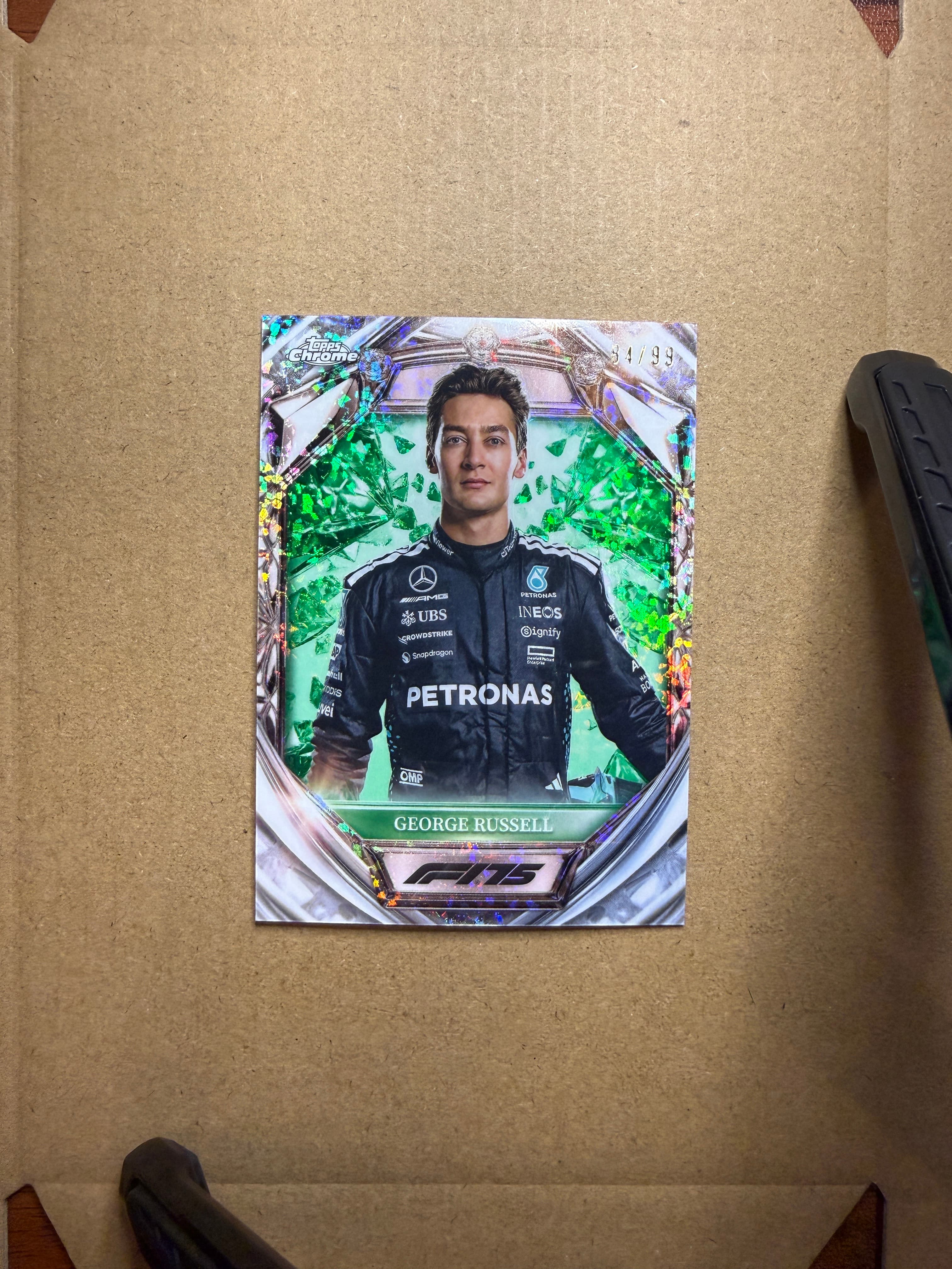 2025 Topps Chrome F1 George Russell Diamond 75th Anniversary #D75-7 /99