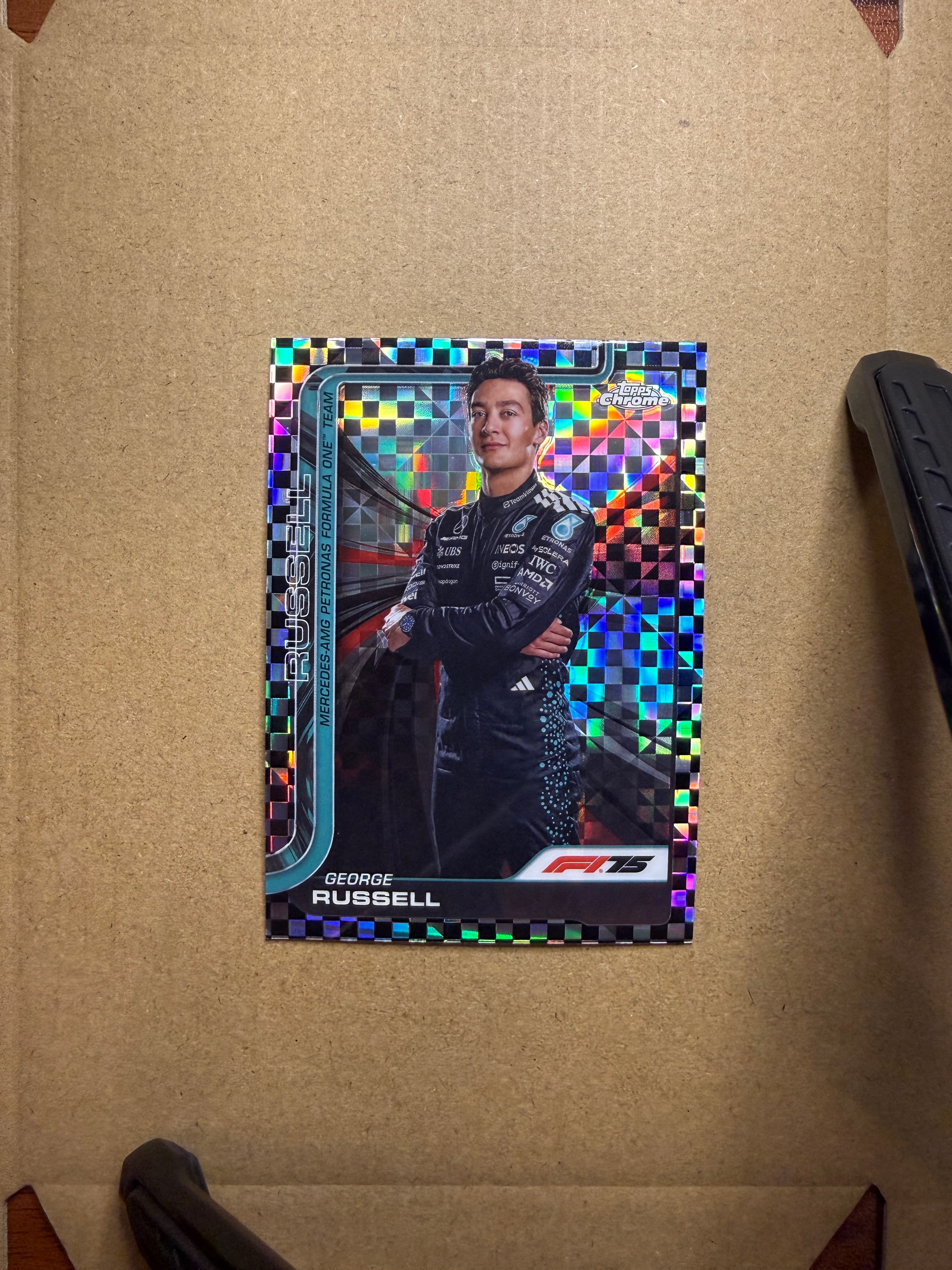 2025 Topps Chrome F1 George Russell Checkered Flag Refractor #7