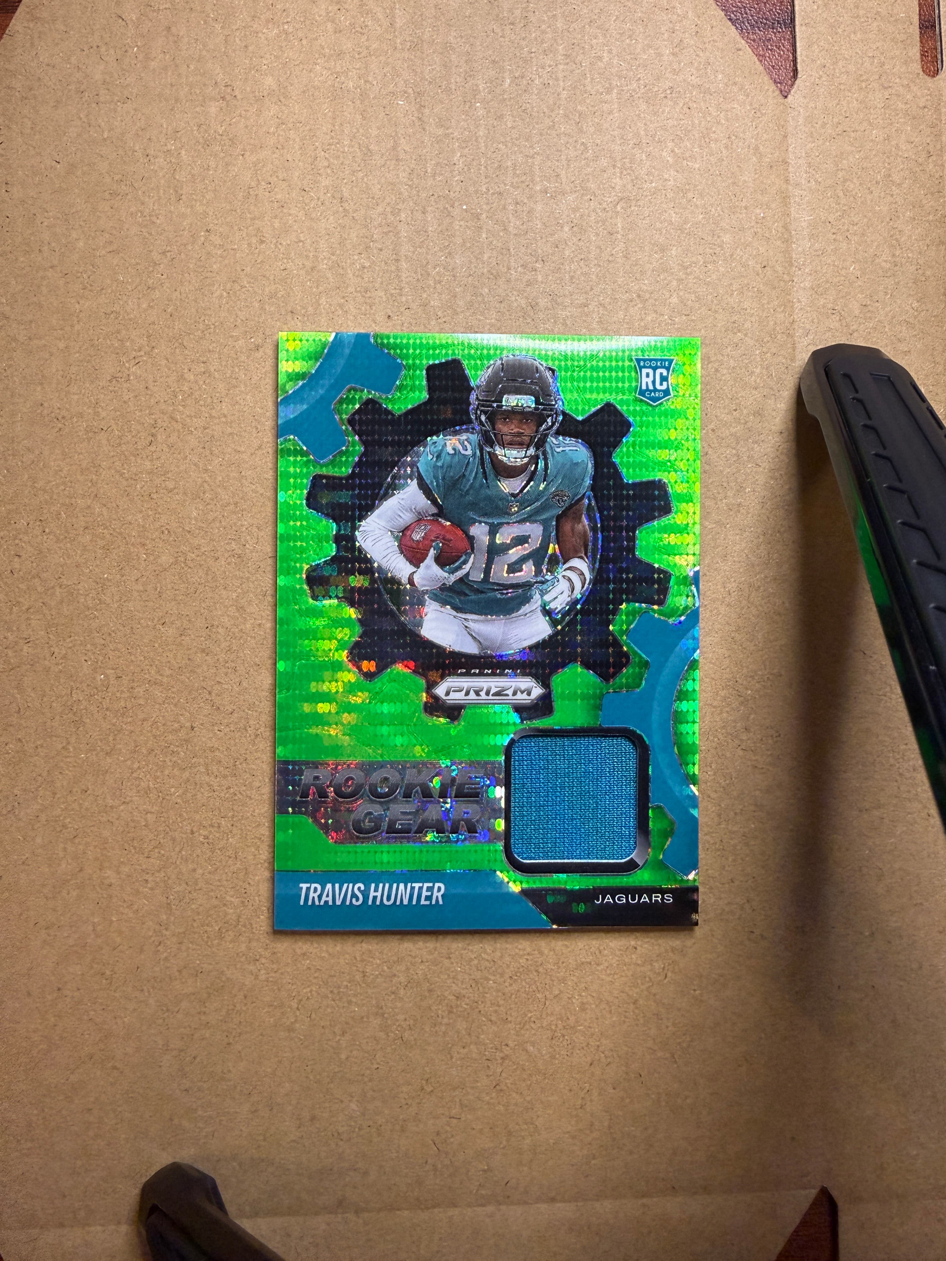 2025 Panini Prizm Football Travis Hunter Green Prizm Relic RC #RGR-THR
