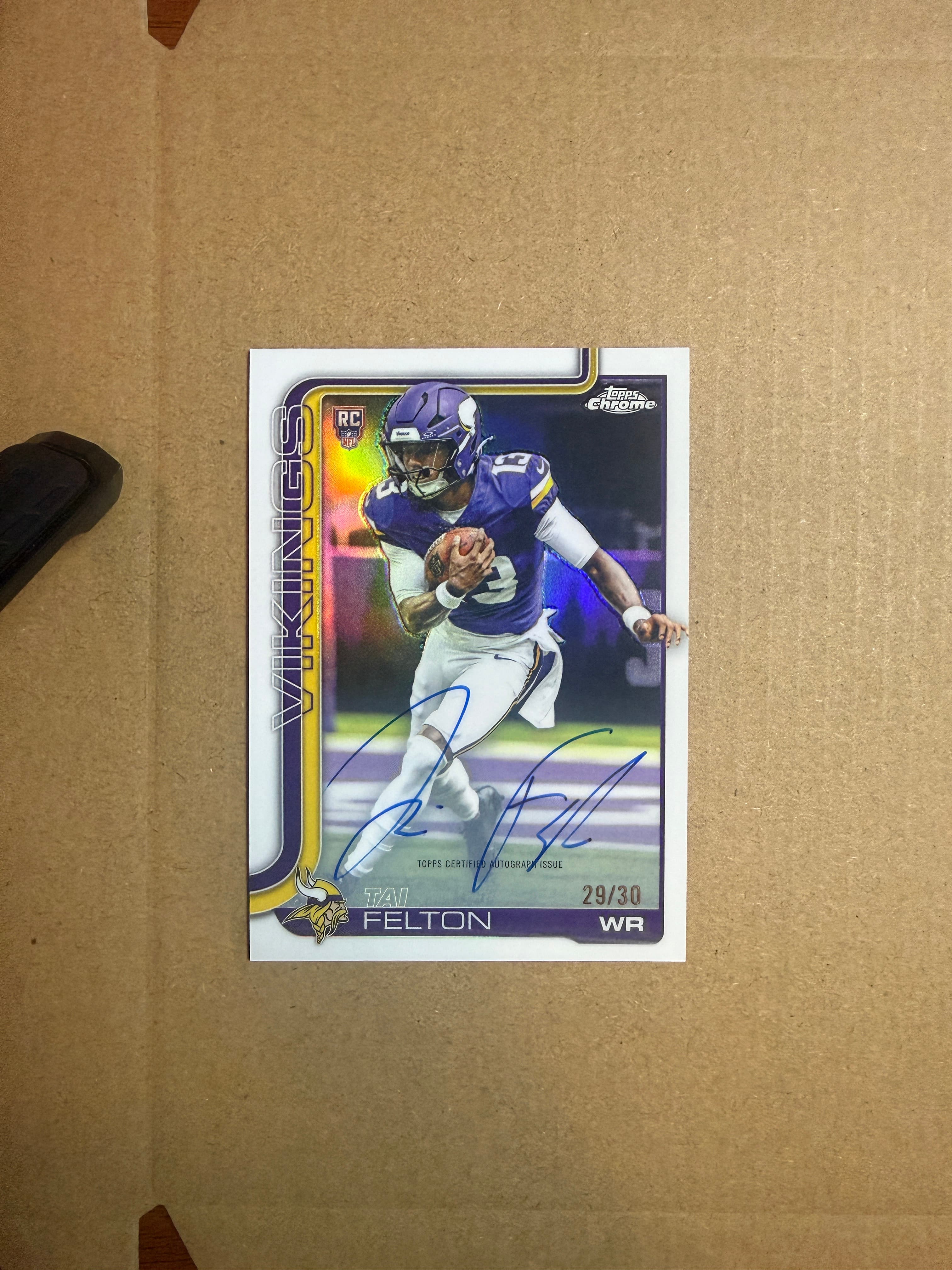 2025 Topps Chrome Football Tai Felton Auto RC #RA-TF /30