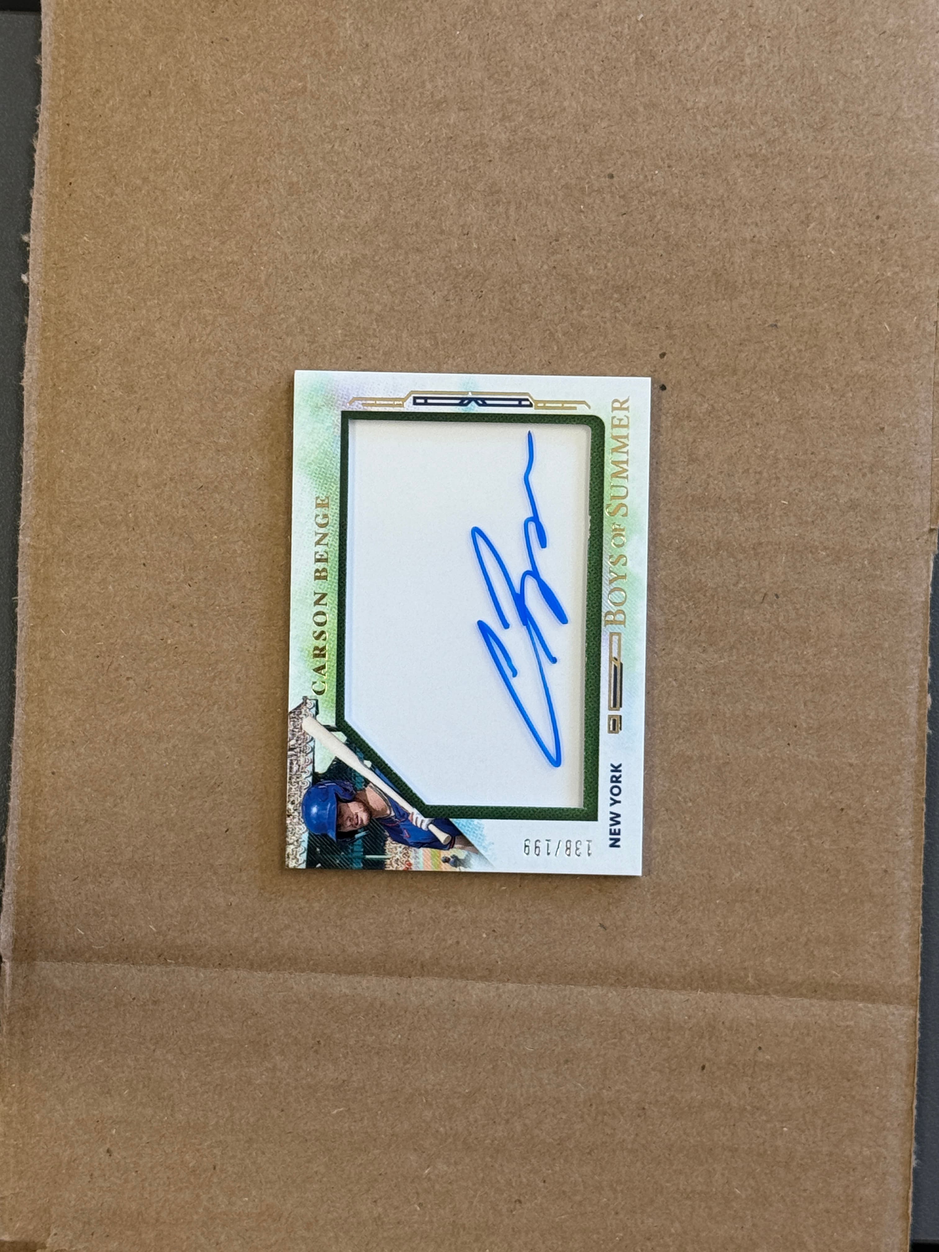 2025 Panini Boys of Summer Baseball Carson Benge Auto Relic #BO-36 /199