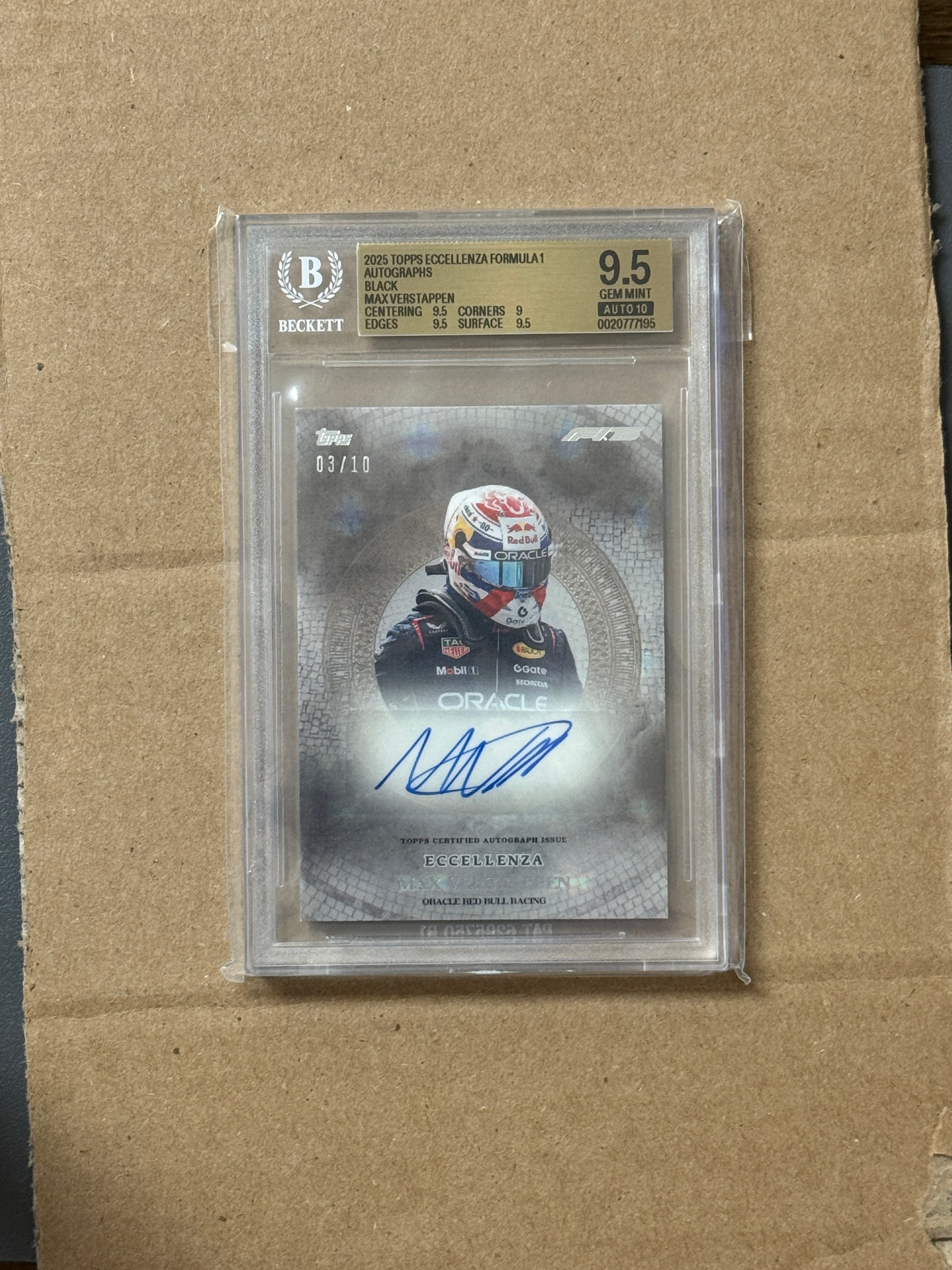 2025 Topps Eccellenza F1 Max Verstappen Auto /10 BGS 9.5