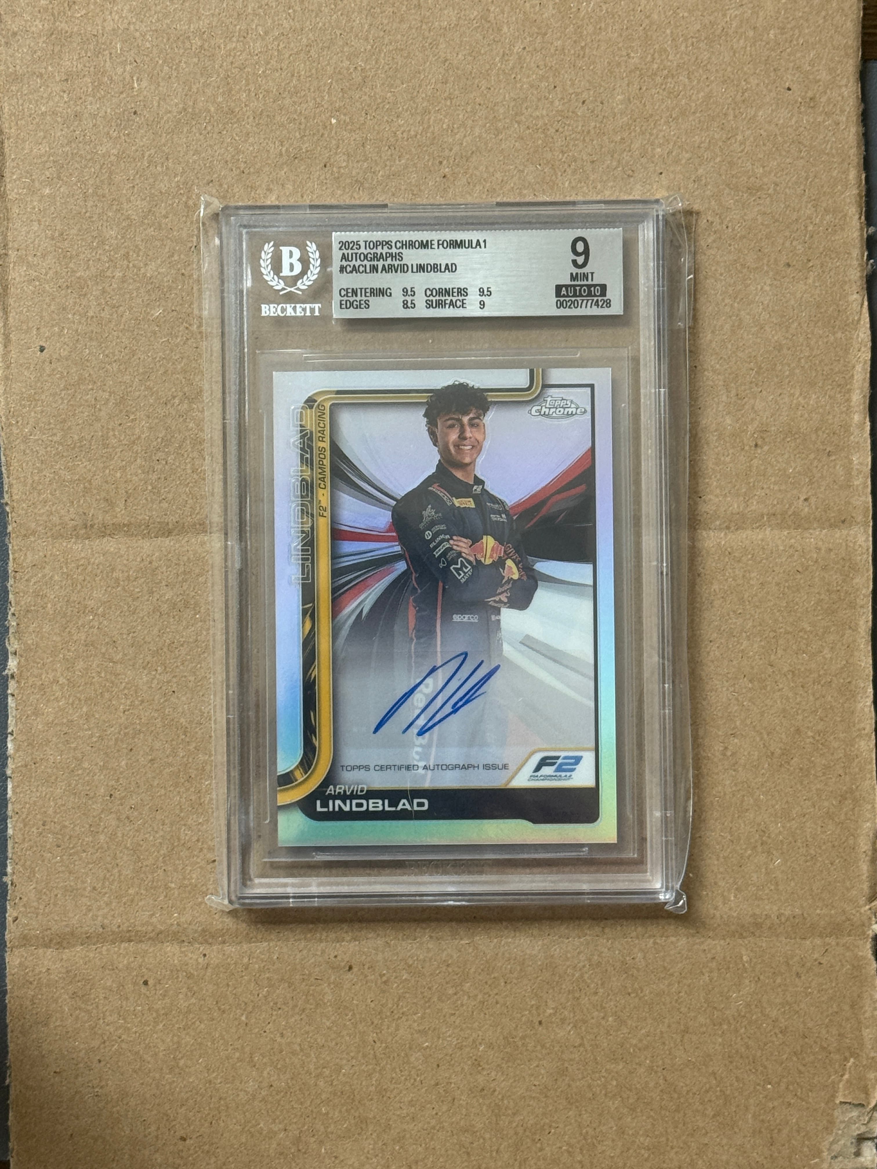 2025 Topps Chrome F1 Arvid Lindblad Auto #CAC-LIM BGS 9