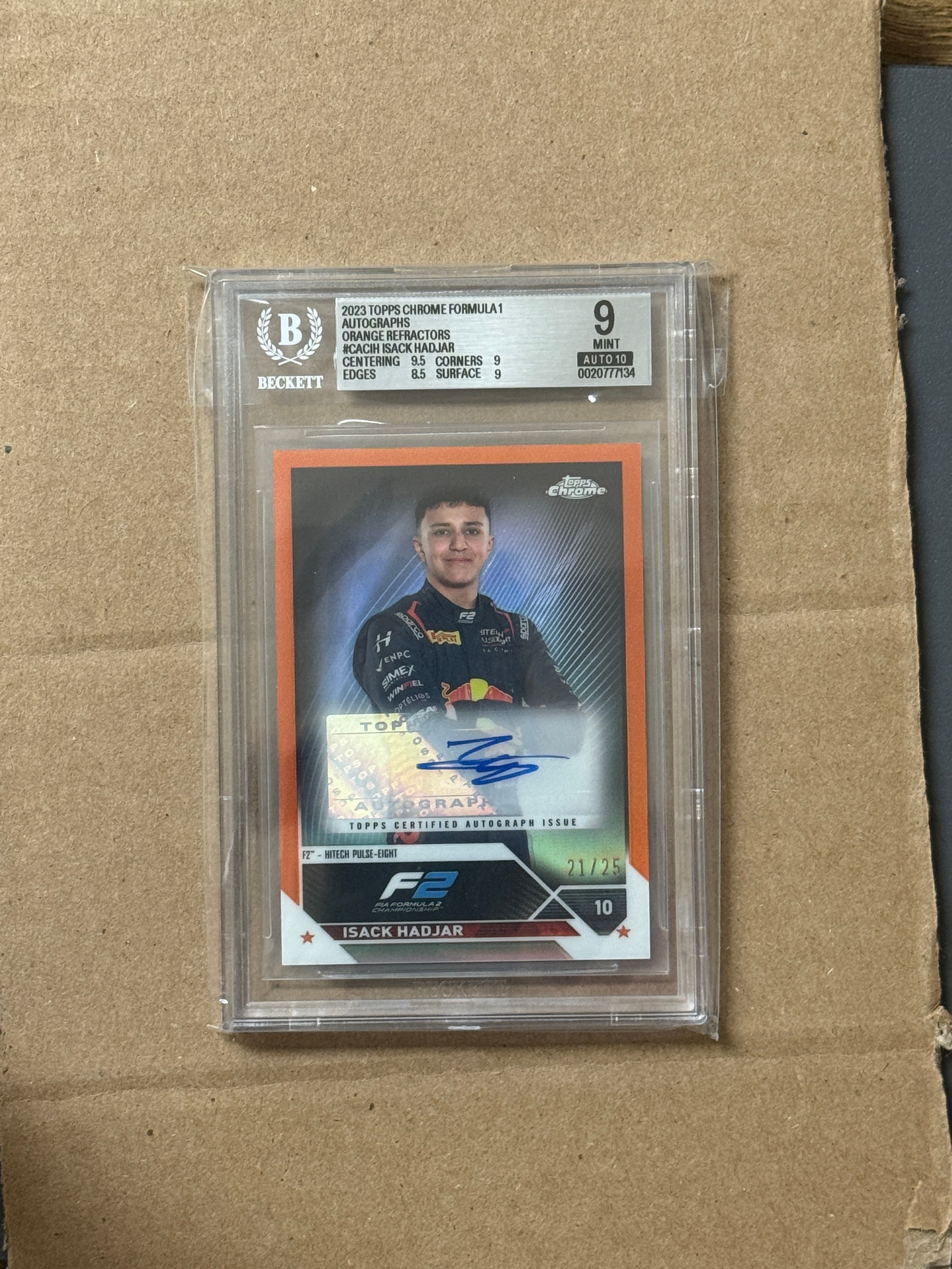 2023 Topps Chrome F1 Isack Hadjar Auto #CAC-IH /25 BGS 9