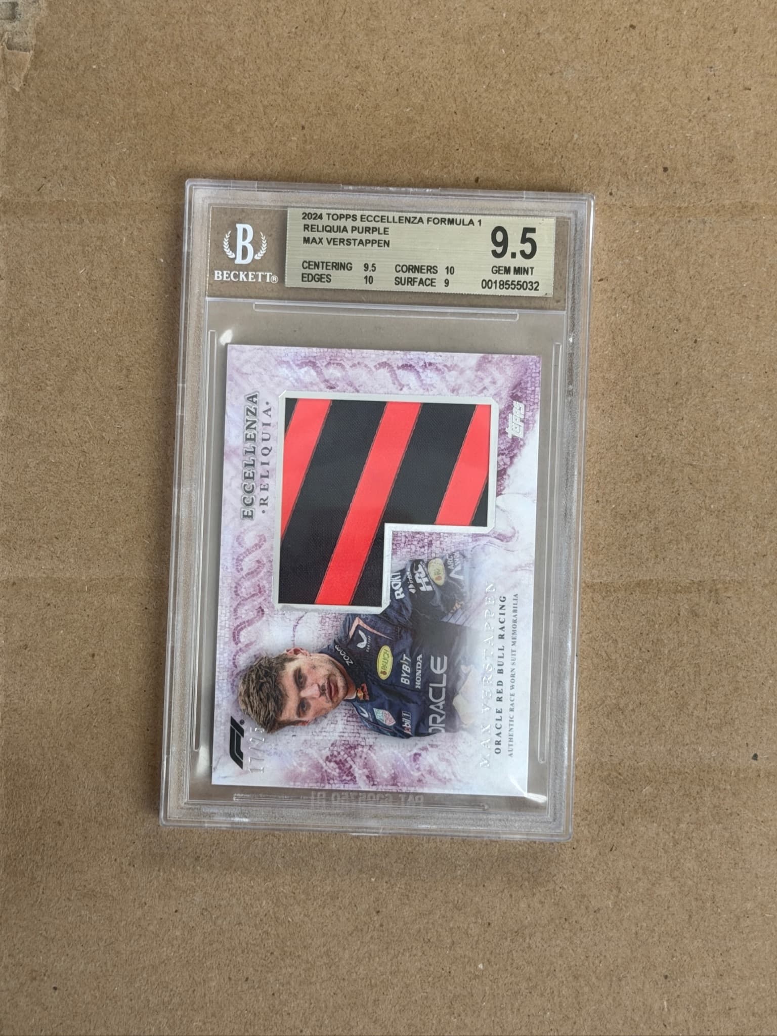 2024 Topps Eccellenza Max Verstappen Relic /75 BGS 9.5