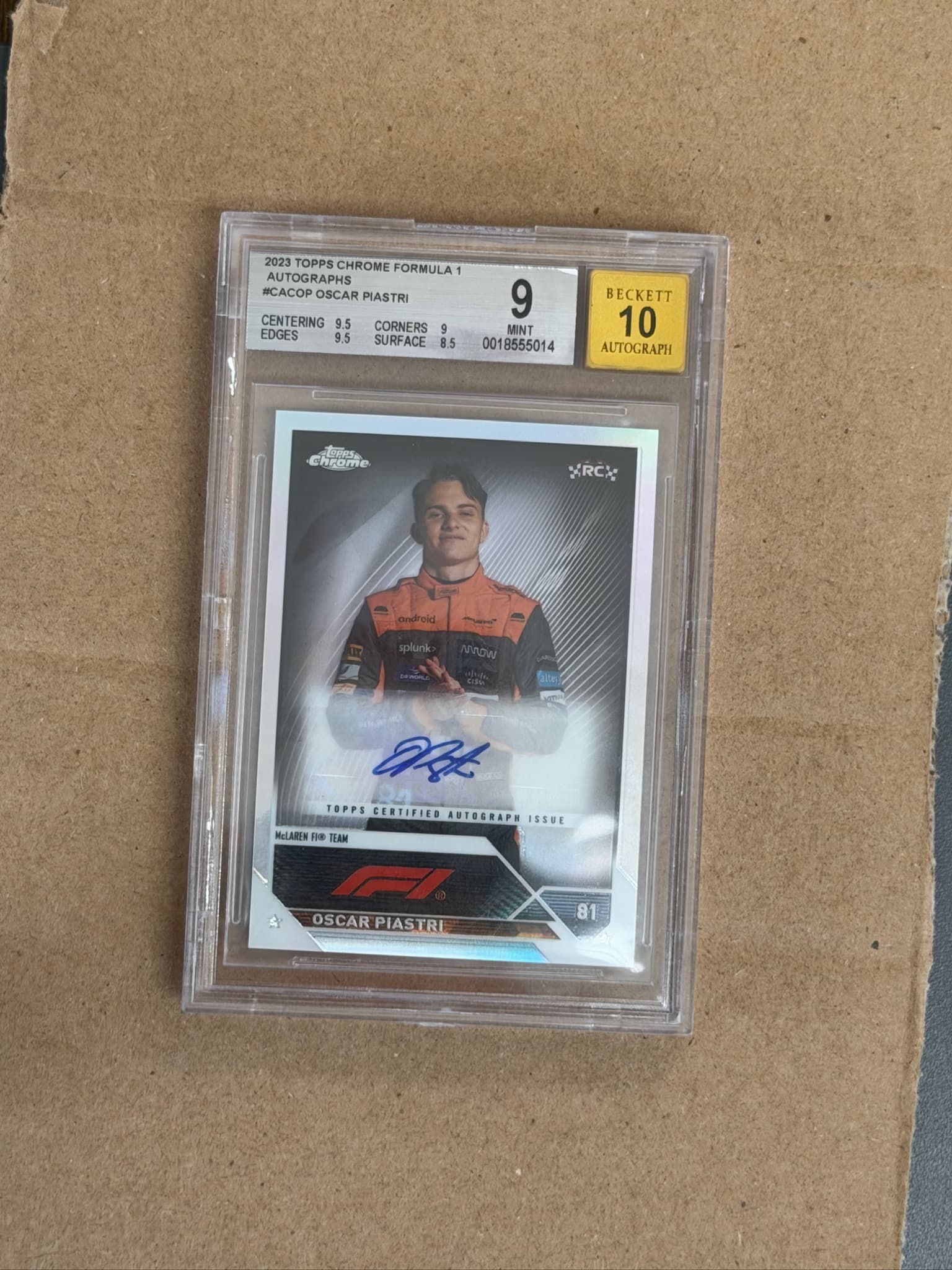 2023 Topps Chrome Formula 1 Oscar Piastri Auto RC #CAC-OP BGS 9
