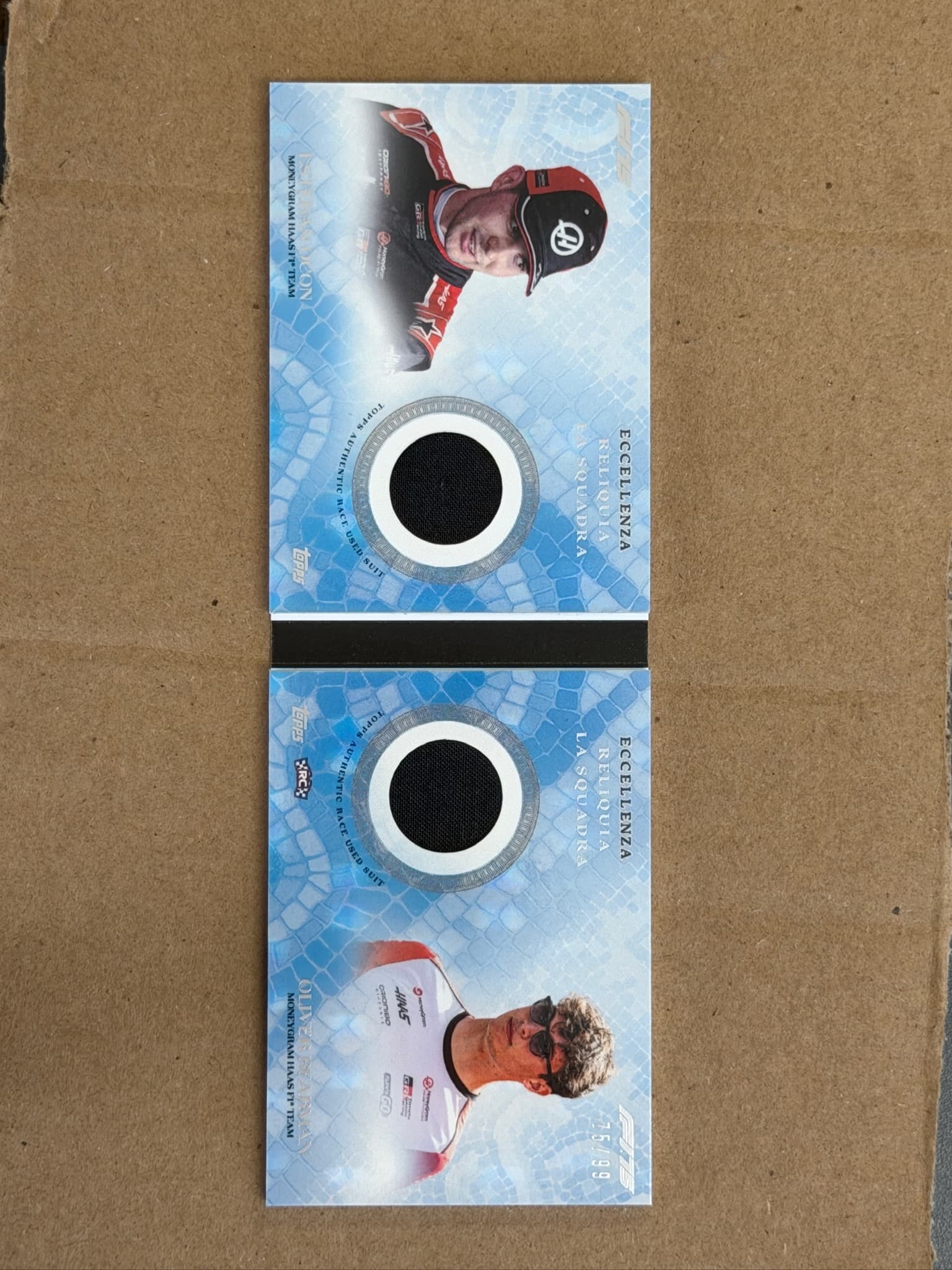 2025 Topps Eccellenza Esteban Ocon Oliver Bearman Booklet Relic RC /99
