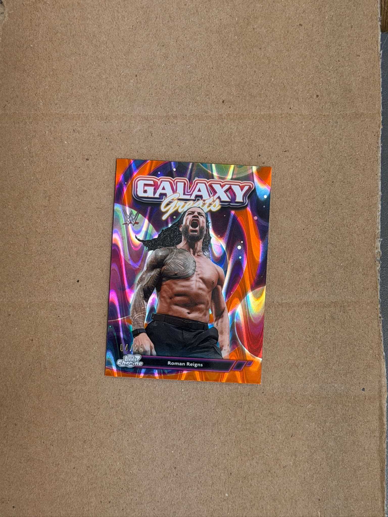 2025 Topps Chrome WWE Roman Reigns Galaxy Greats #GG-6 /25