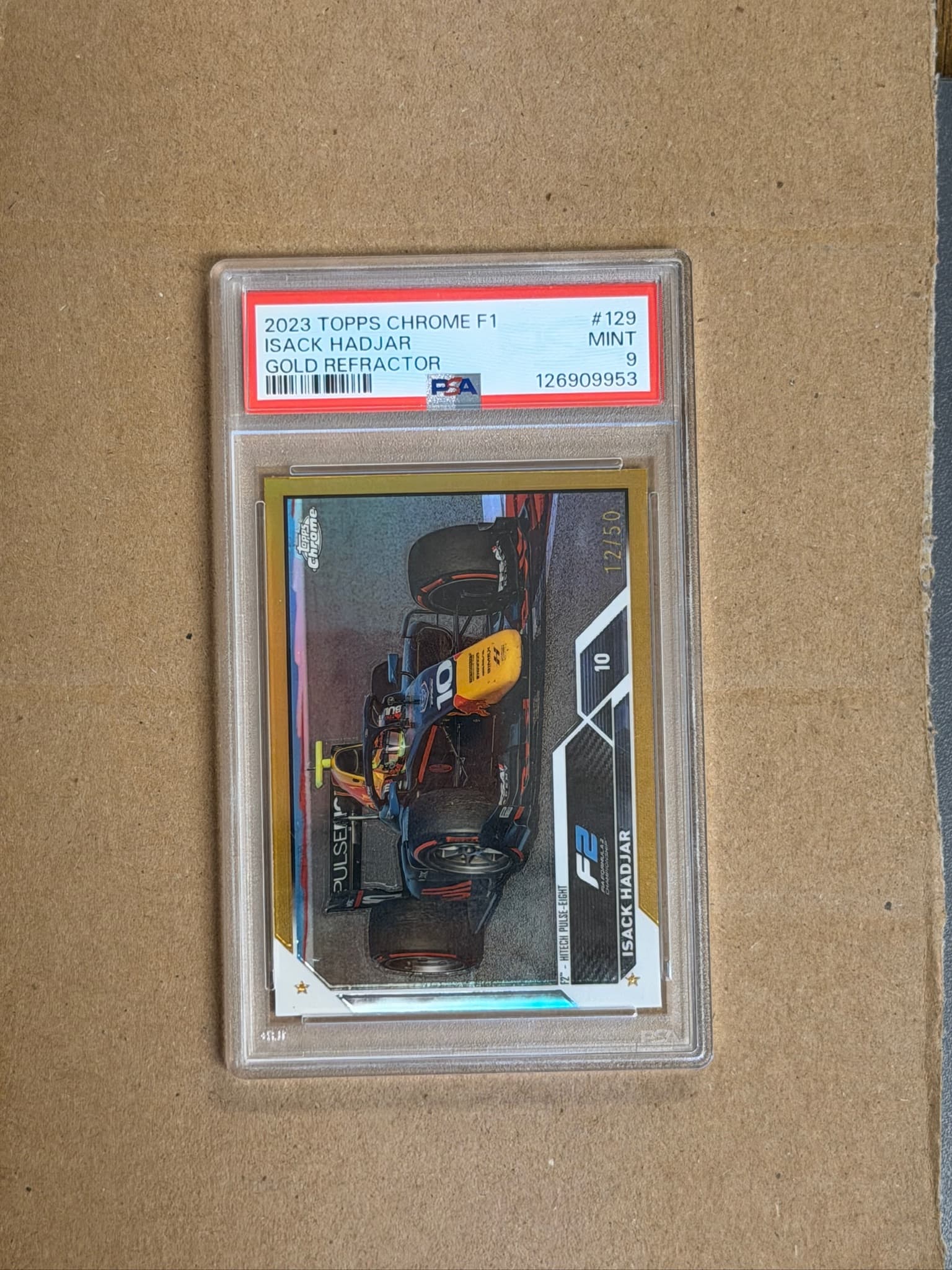2023 Topps Chrome Isack Hadjar #129 /50 PSA 9