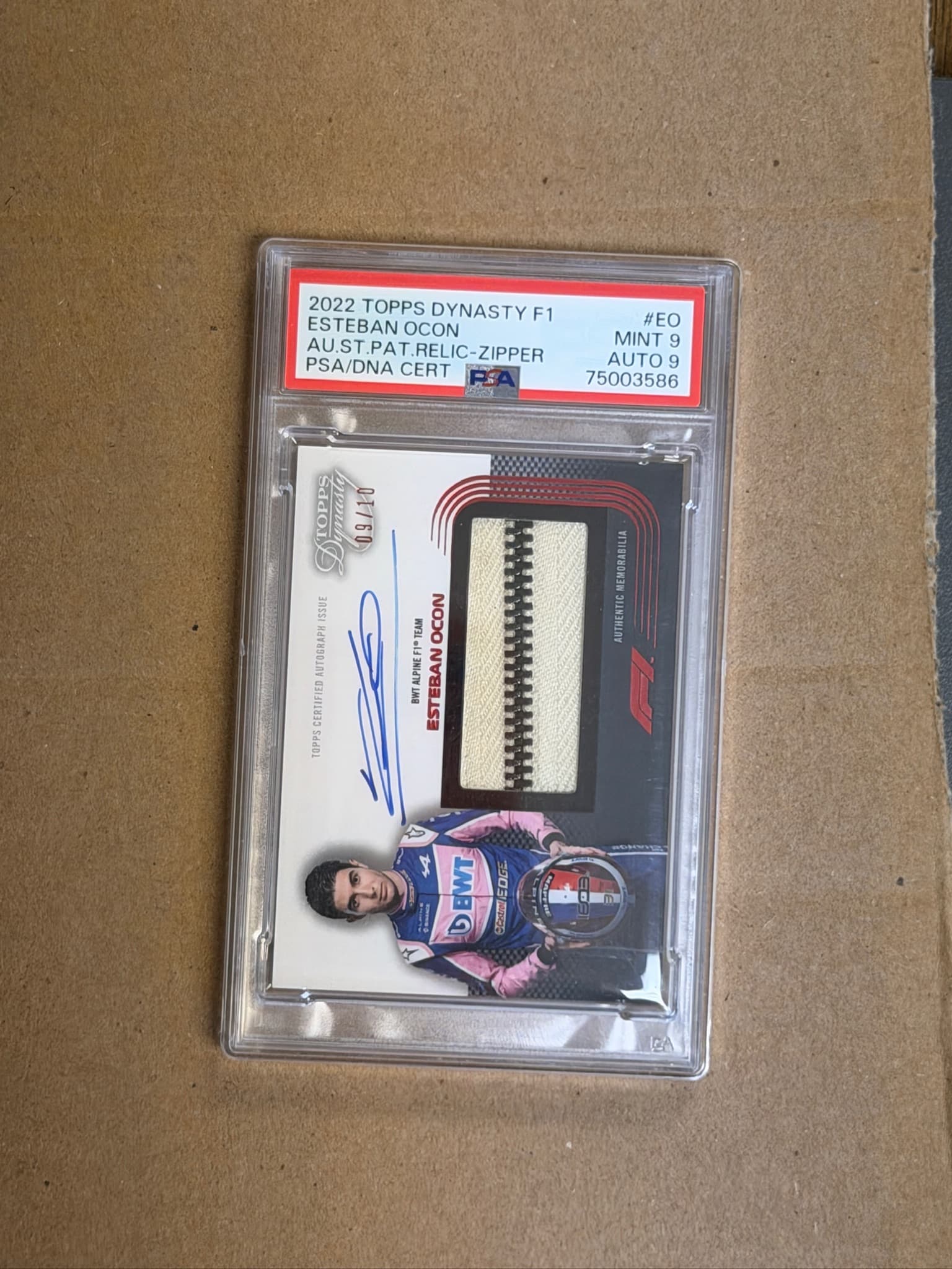 2022 Topps Dynasty Esteban Ocon Auto Relic #DAF-EO /10 PSA 9
