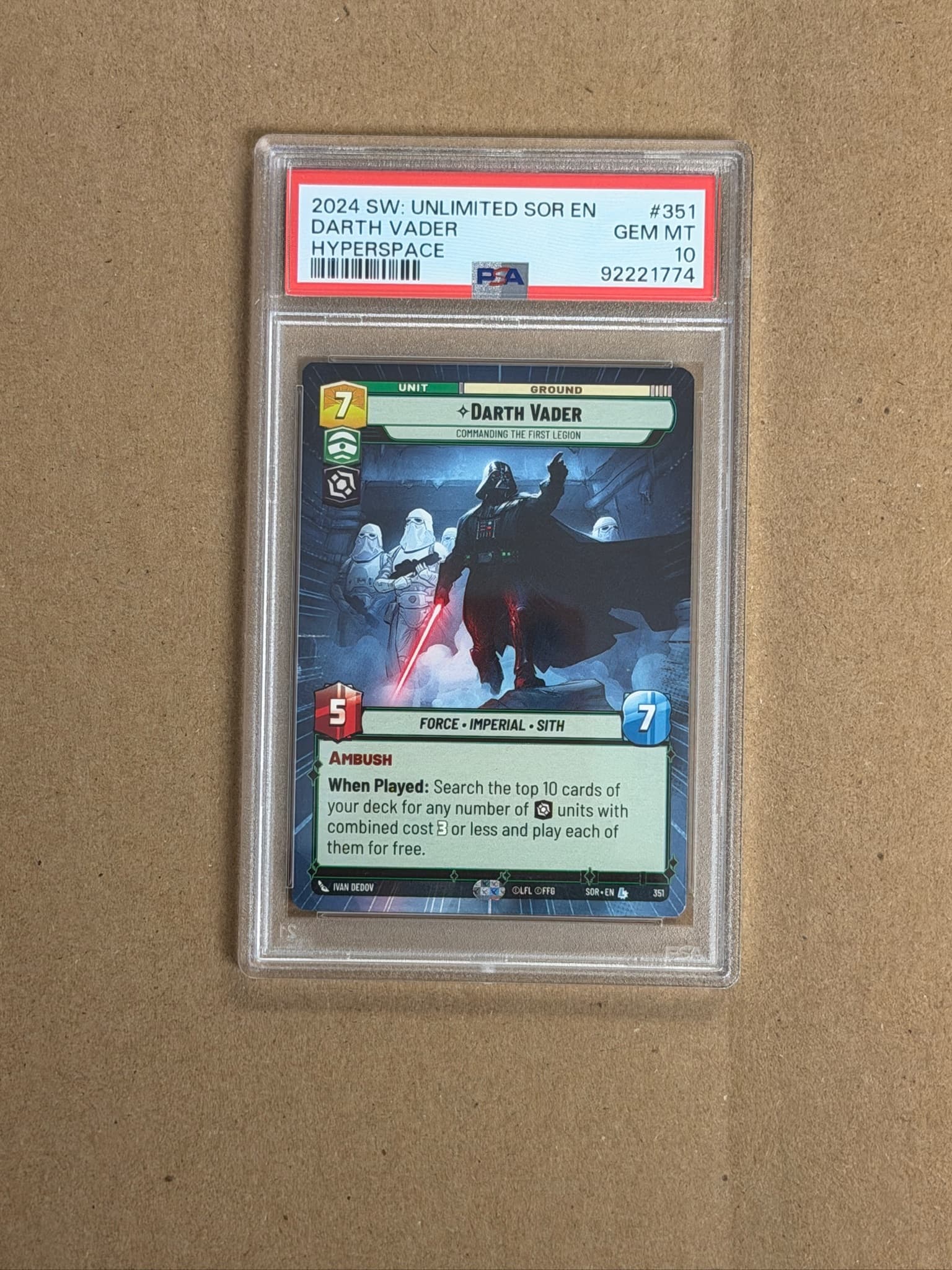 2024 Star Wars Unlimited Darth Vader Hyperspace #351 PSA 10