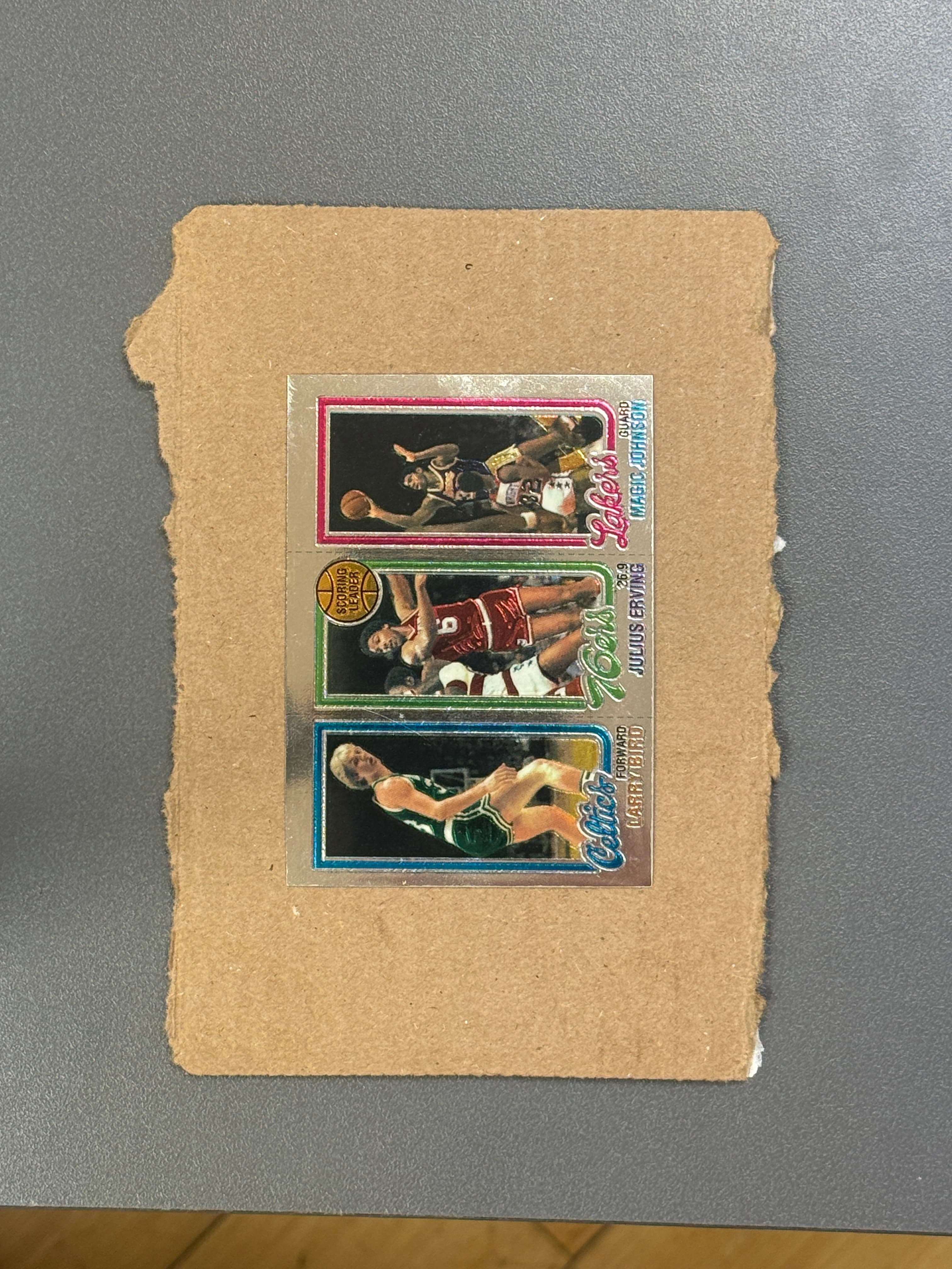 1996 Topps Finest Larry Bird / Julius Erving / Magic Johnson Reprint #8