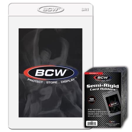 50 BCW SEMI-RIGID CARD HOLDER - #1 - 3 5/8 X 4 15/16