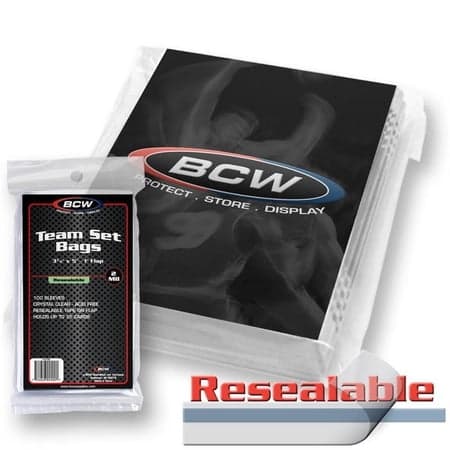 100 BCW RESEALABLE TEAM SET BAGS Card Sleeve Holders