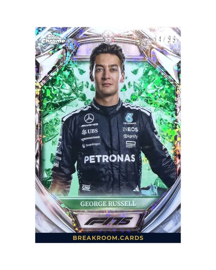 2025 Topps Chrome F1 George Russell Diamond 75th Anniversary #D75-7 /99