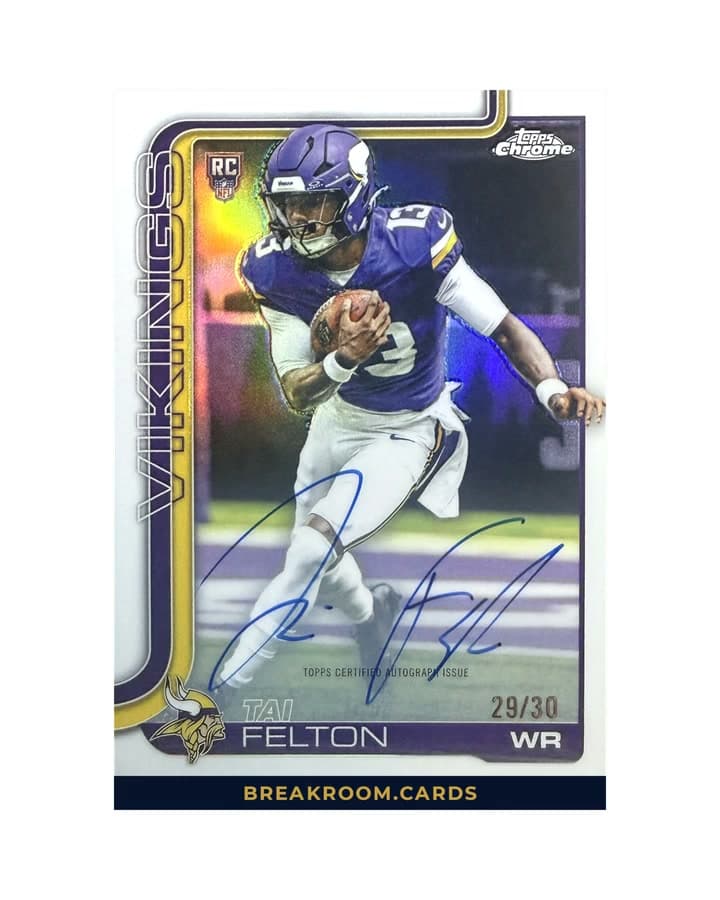2025 Topps Chrome Football Tai Felton Auto RC #RA-TF /30
